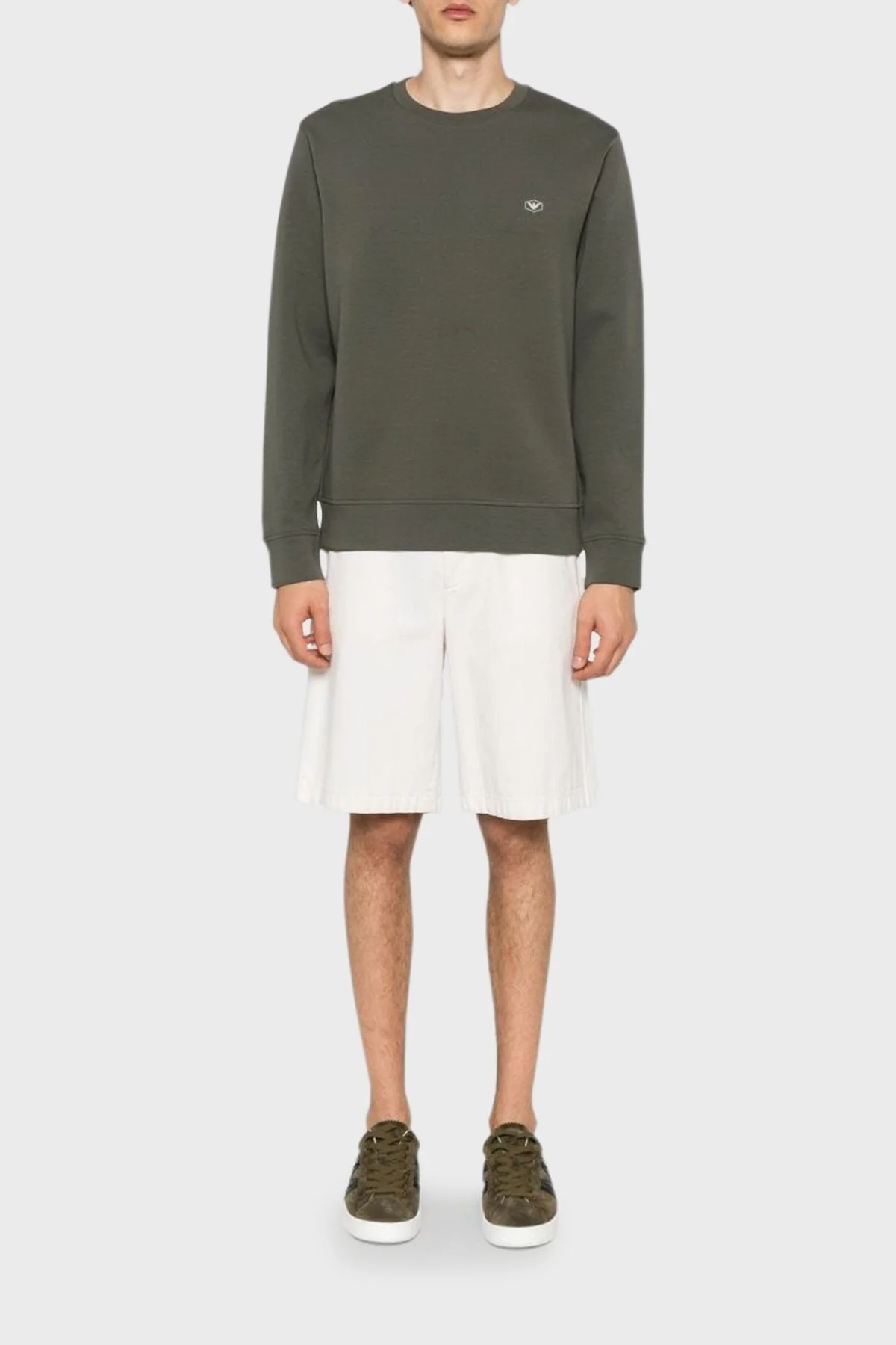 Emporio Armani Streç Pamuklu Regular Fit Erkek Sweat 8N1MD1 1JHSZ 06K0 HAKİ - 3