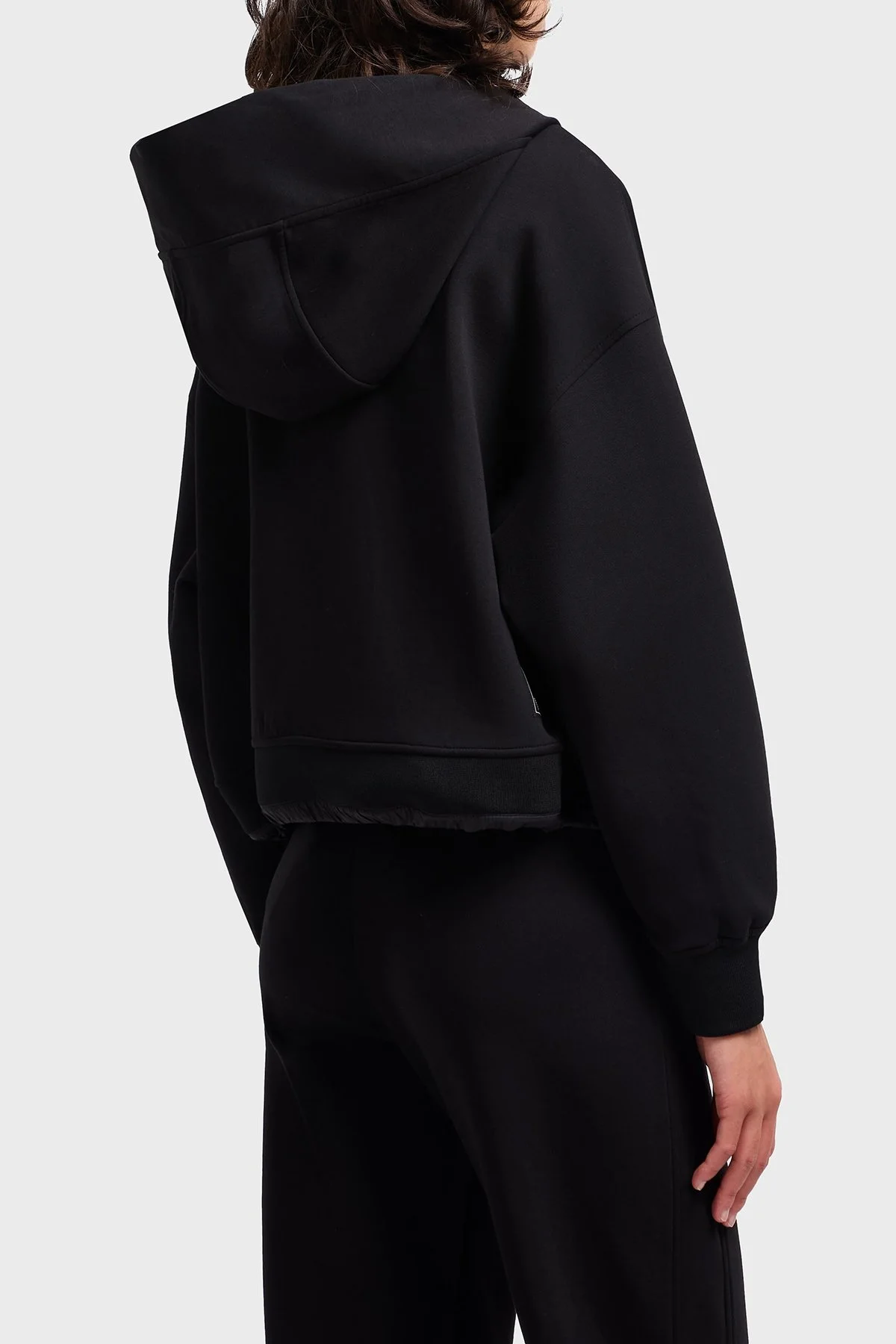 Emporio Armani Streç Pamuklu Regular Fit Kapüşonlu Bayan Sweat EW001358 AF10002 UC001 SİYAH - 2