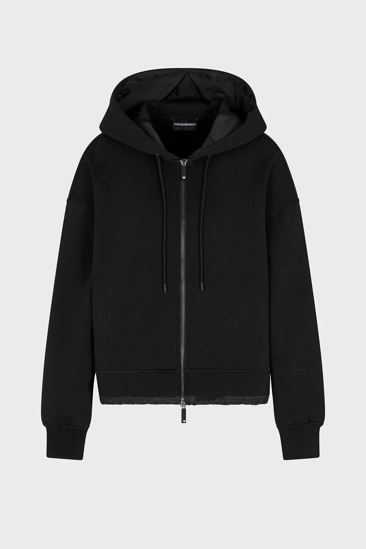 Emporio Armani Streç Pamuklu Regular Fit Kapüşonlu Bayan Sweat EW001358 AF10002 UC001 SİYAH - 4