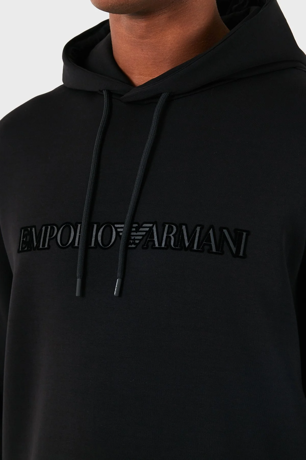 Emporio Armani Streç Pamuklu Regular Fit Kapüşonlu Erkek Sweat 6D1M94 1JHSZ 0035 SİYAH - 6