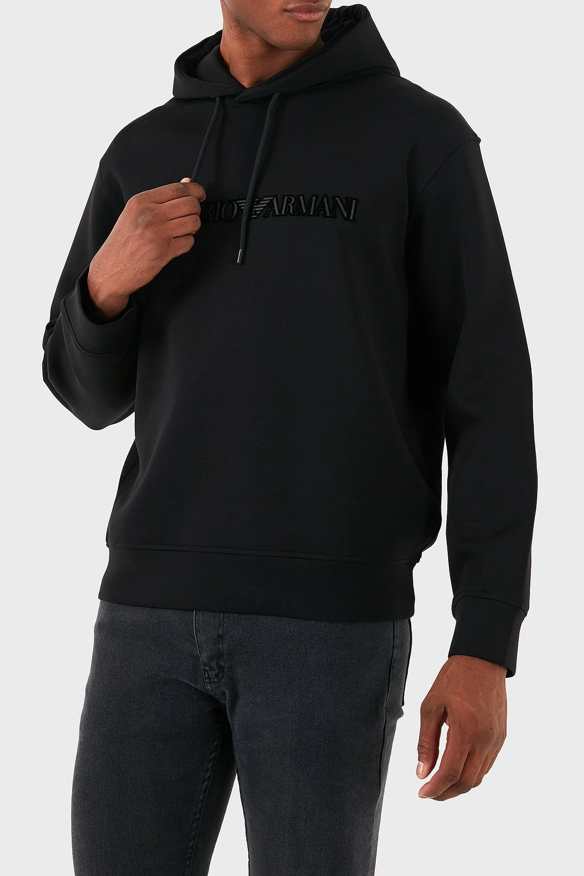 Emporio Armani Pamuklu Logolu Regular Fit Kapüşonlu Erkek Sweat 6D1M94 1JHSZ 0035 SİYAH - 1