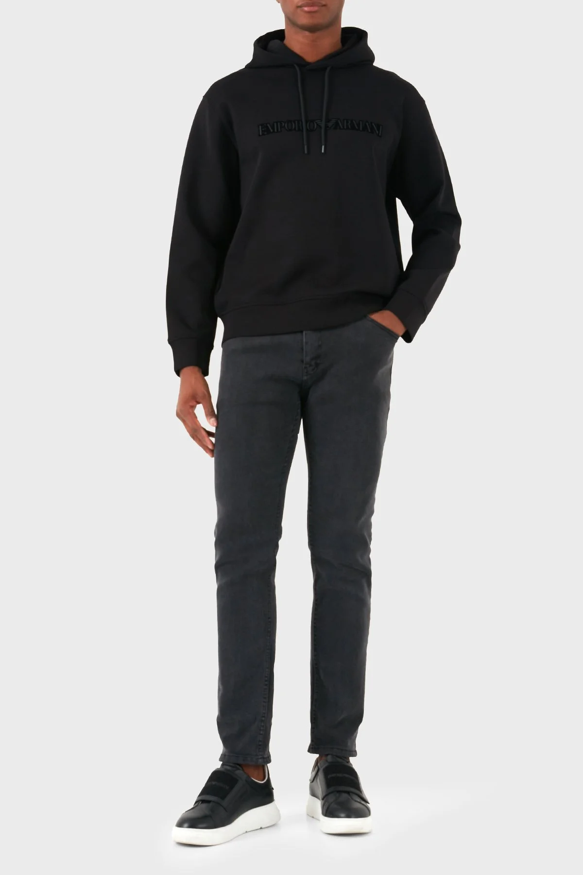 Emporio Armani Pamuklu Logolu Regular Fit Kapüşonlu Erkek Sweat 6D1M94 1JHSZ 0035 SİYAH - 2