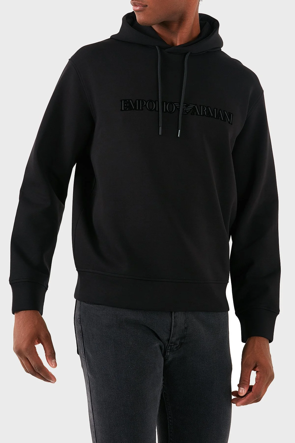 Emporio Armani Pamuklu Logolu Regular Fit Kapüşonlu Erkek Sweat 6D1M94 1JHSZ 0035 SİYAH - 5