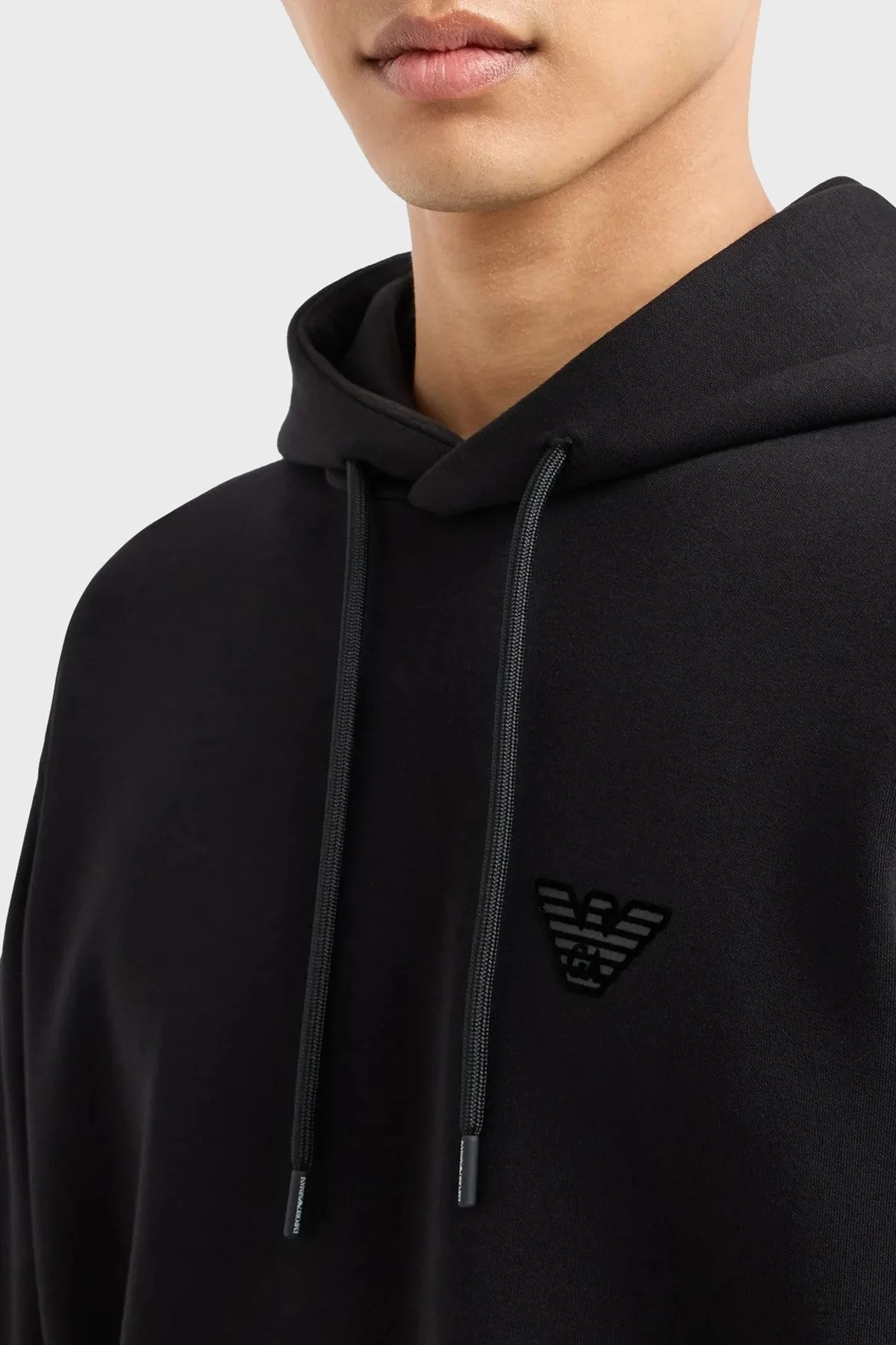 Emporio Armani Streç Pamuklu Regular Fit Kapüşonlu Erkek Sweat 6D1M94 1JHSZ 0036 SİYAH - 4