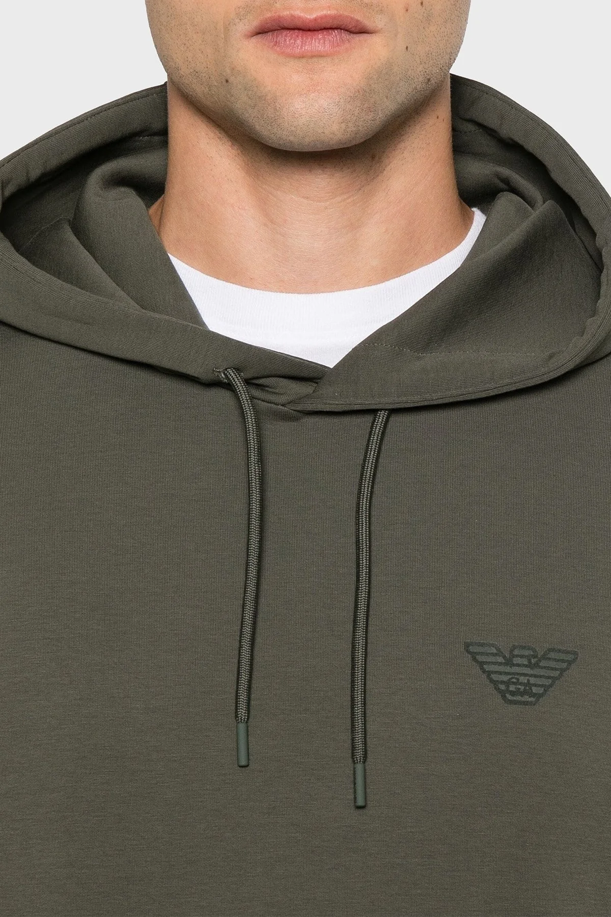 Emporio Armani Streç Pamuklu Regular Fit Kapüşonlu Erkek Sweat 6D1M94 1JHSZ 0661 HAKİ - 4