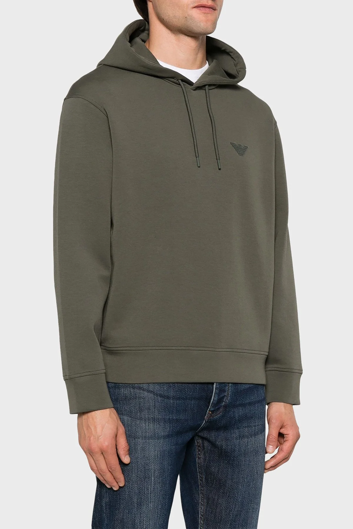 Emporio Armani Streç Pamuklu Regular Fit Kapüşonlu Erkek Sweat 6D1M94 1JHSZ 0661 HAKİ - 2