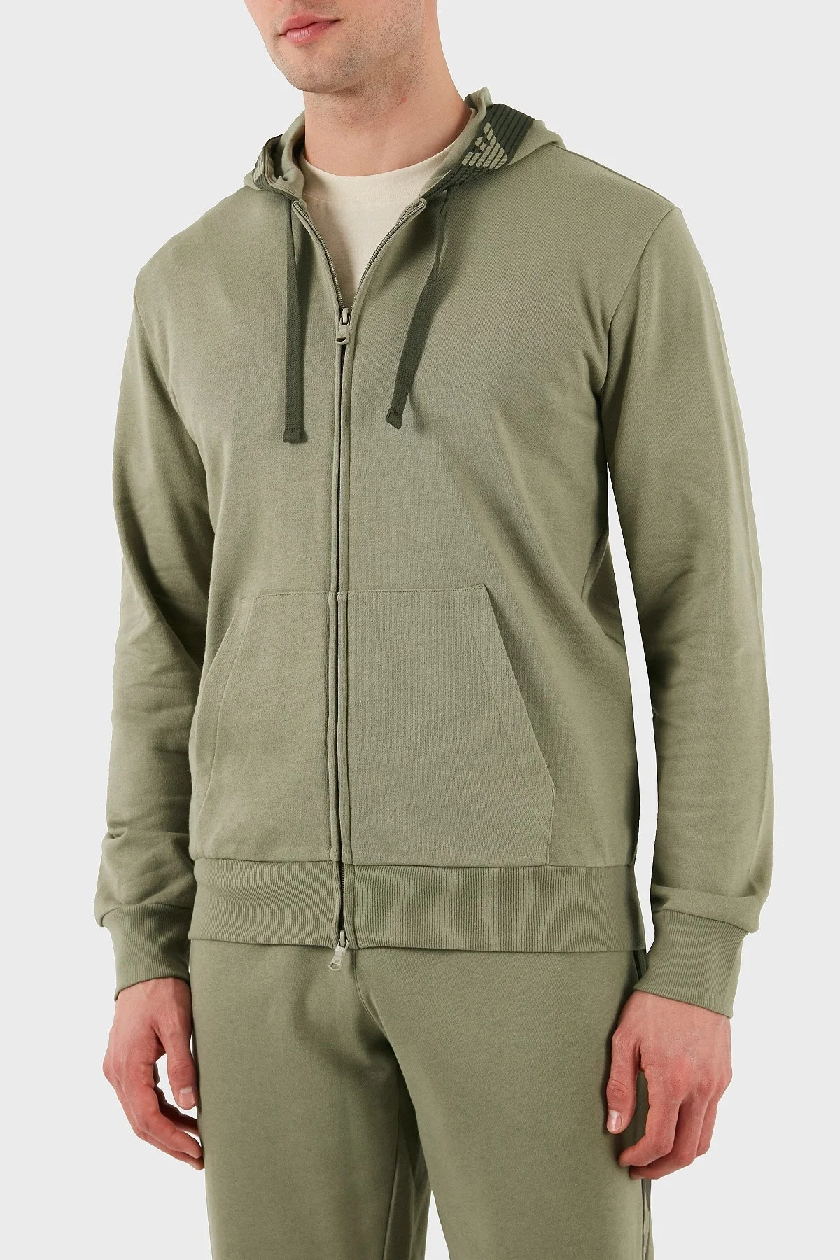 Emporio Armani Streç Pamuklu Regular Fit Kapüşonlu Erkek Sweat EM000523 AF10781 U6274 HAKİ - 10
