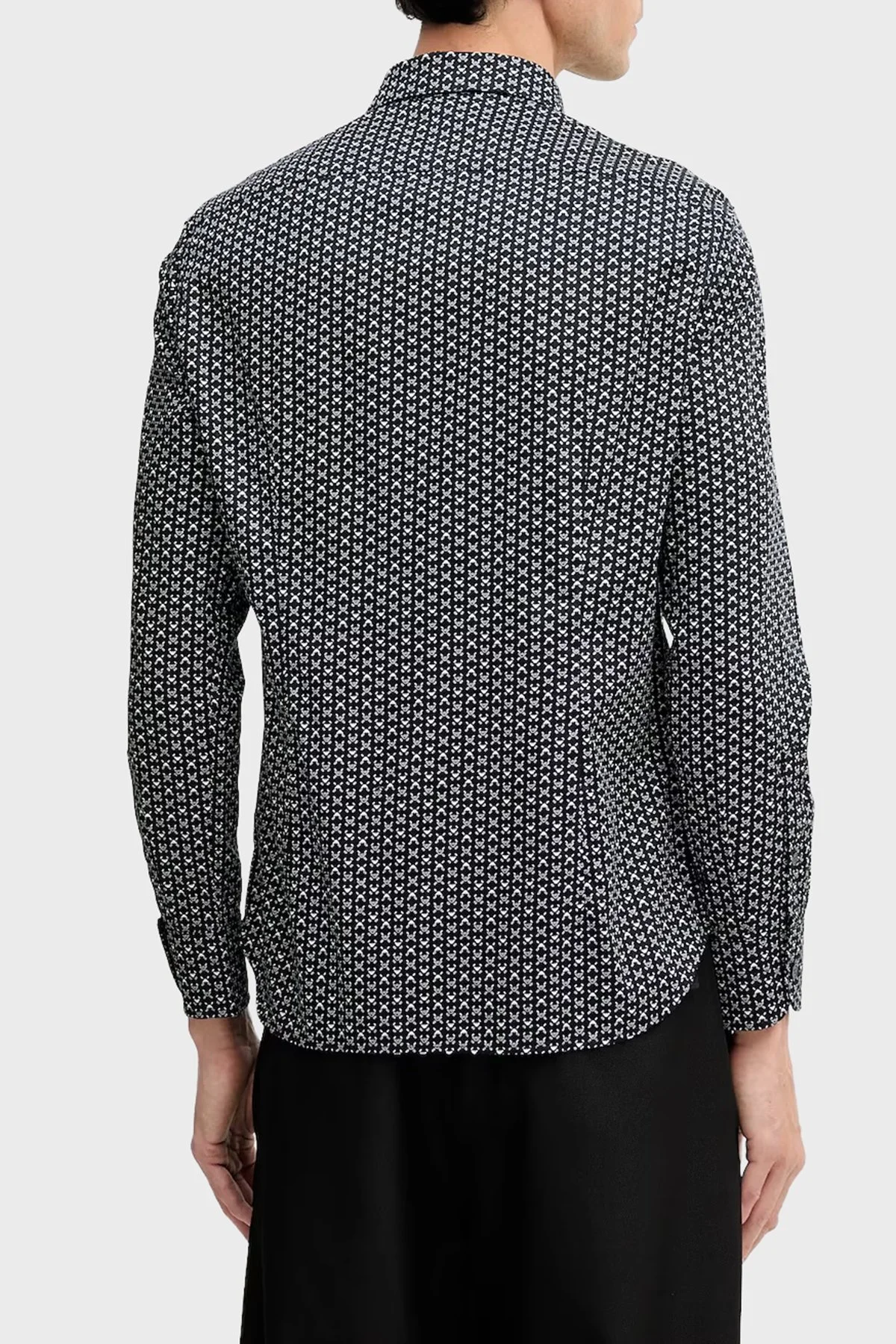 Emporio Armani Streç Pamuklu Regular Fit Klasik Yaka Desenli Erkek Gömlek EM001537 AF14130 FB323 LACİVERT-BEYAZ - 3