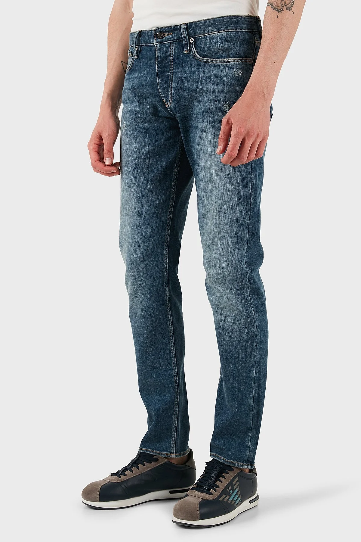 Emporio Armani Streç Pamuklu Regular Fit Normal Bel Düz Paça Jeans Erkek Kot Pantolon EM000668 AF13279 MB002 LACİVERT - 3