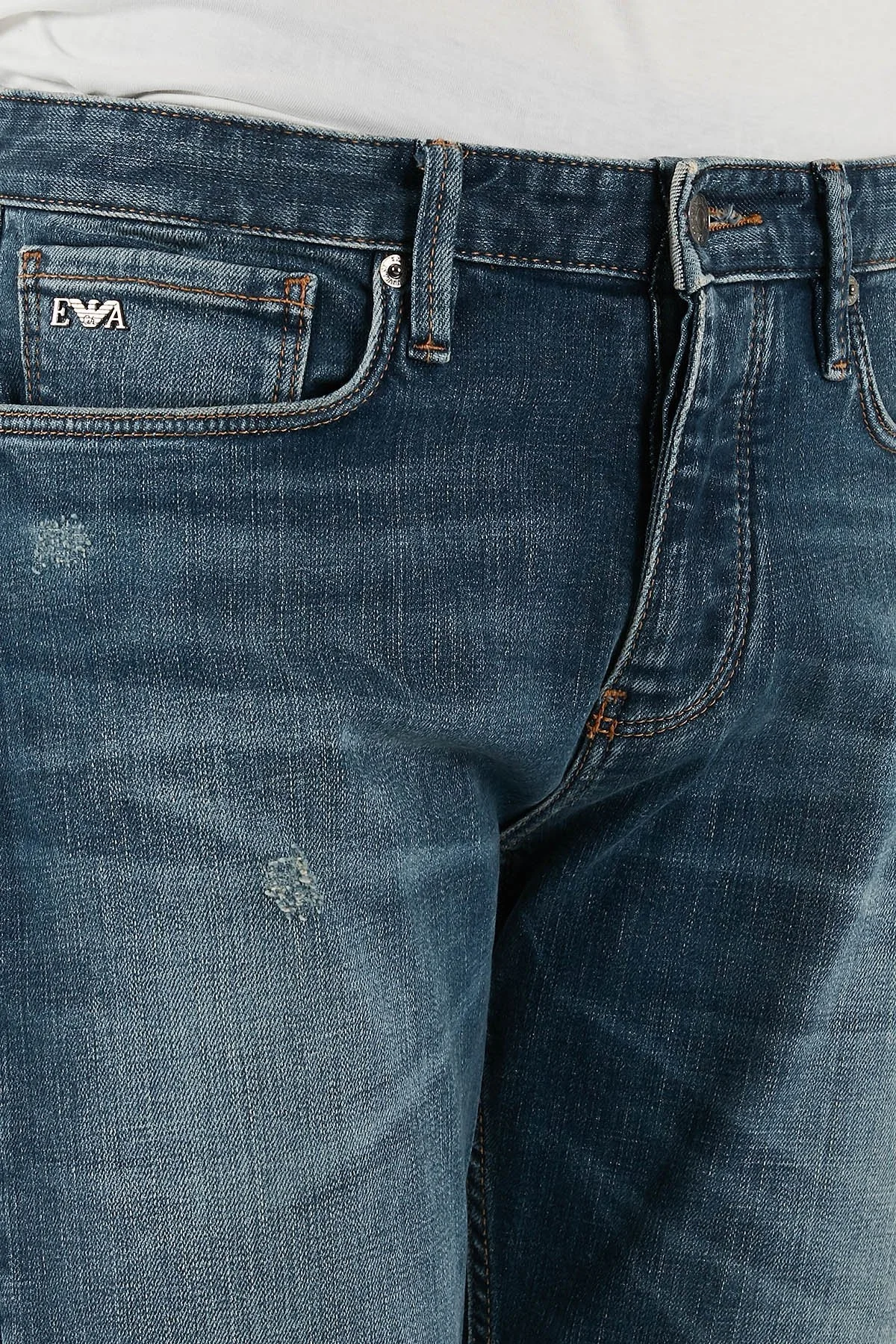 Emporio Armani Streç Pamuklu Regular Fit Normal Bel Düz Paça Jeans Erkek Kot Pantolon EM000668 AF13279 MB002 LACİVERT - 4