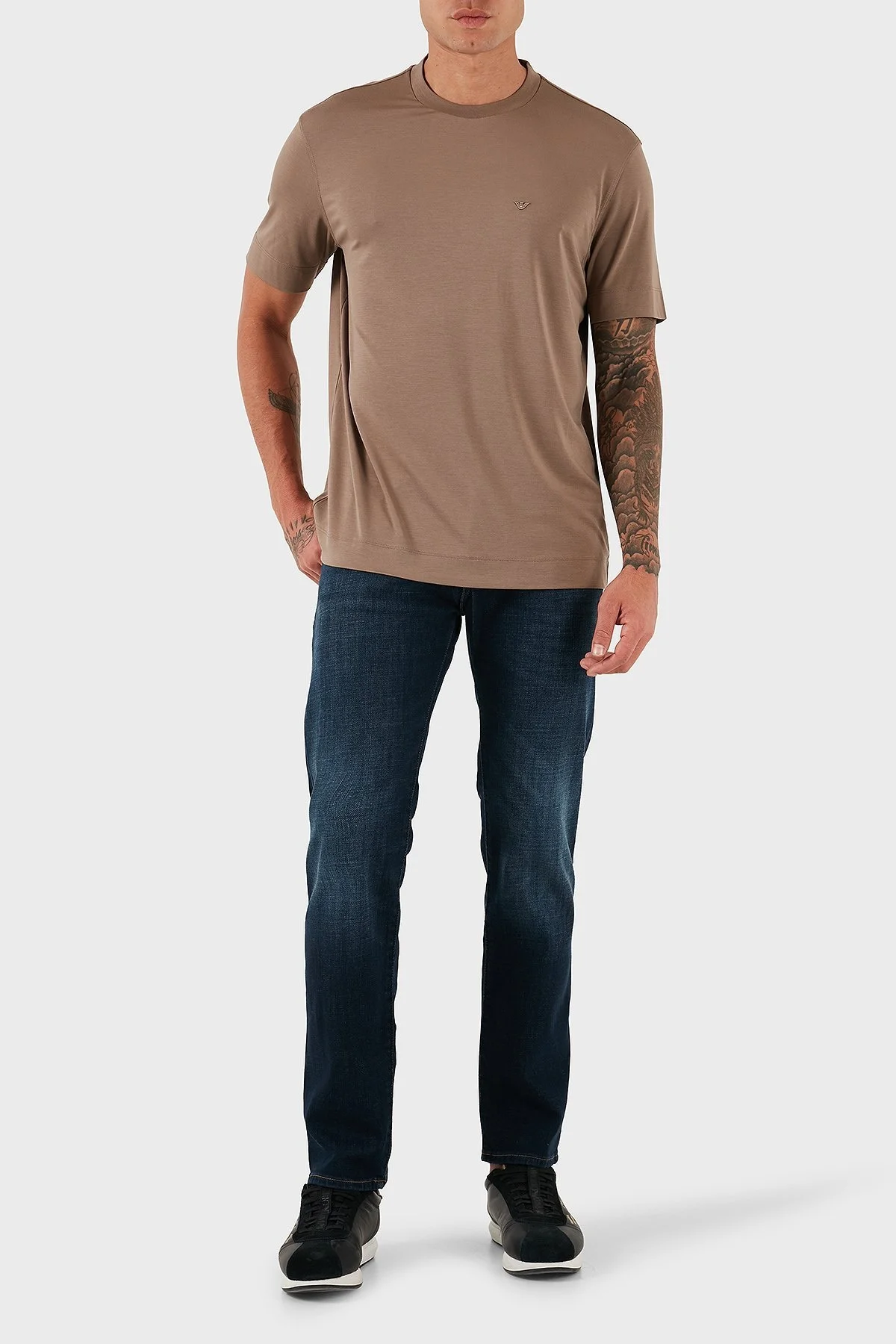 Emporio Armani Streç Pamuklu Regular Fit Normal Bel Düz Paça Jeans Erkek Kot Pantolon EM001370 AF17749 MB001 LACİVERT - 1