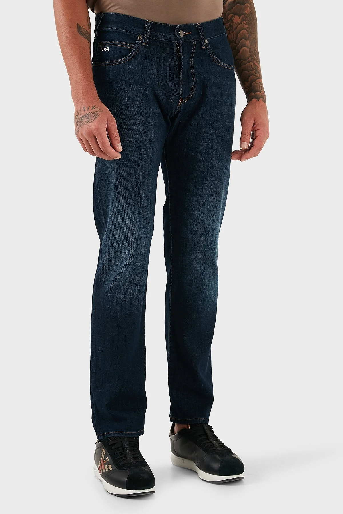 Emporio Armani Streç Pamuklu Regular Fit Normal Bel Düz Paça Jeans Erkek Kot Pantolon EM001370 AF17749 MB001 LACİVERT - 2