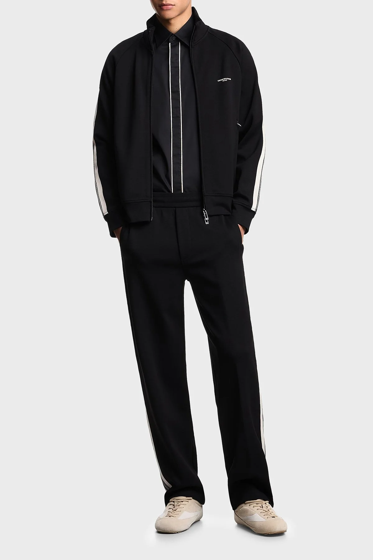 Emporio Armani Streç Pamuklu Regular Fit Şerit Detaylı Dik Yaka Erkek Sweat EM002872 AF13488 UC001 SİYAH - 7