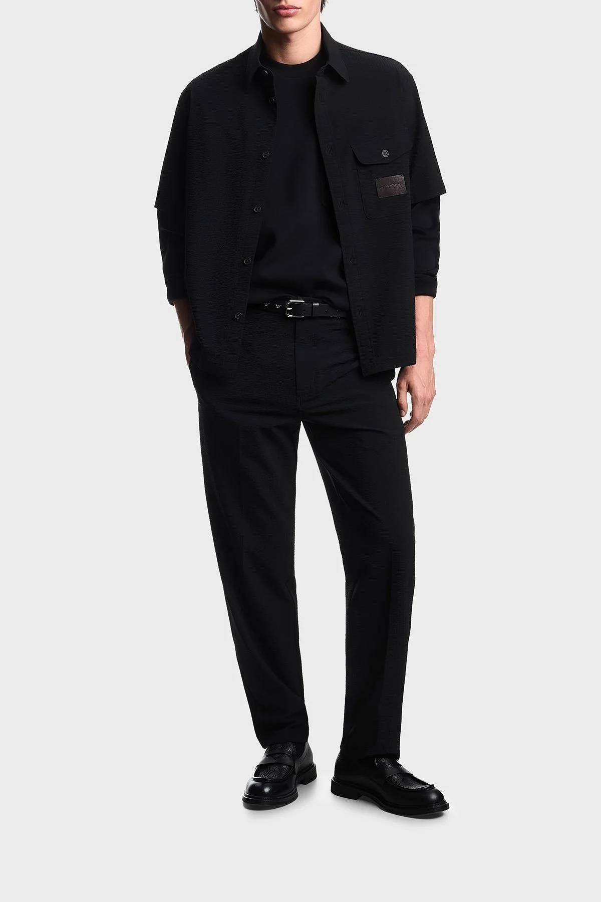 Emporio Armani Streç Pamuklu Regular Fit Tek Cepli Bisiklet Yaka Erkek Sweat EM002925 AF10013 UC001 SİYAH - 2