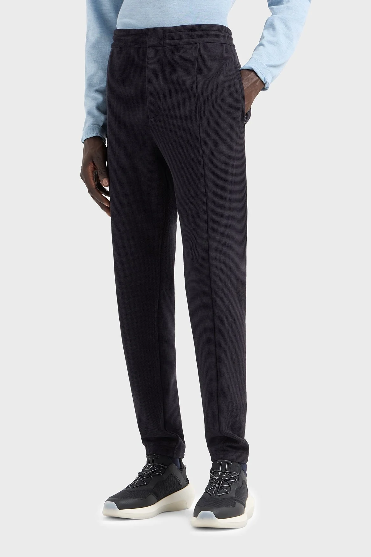 Emporio Armani Streç Pamuklu Regular Fit Yüksek Bel Düz Paça Chino Erkek Pantolon EM000954 AF13358 UB118 LACİVERT - 1