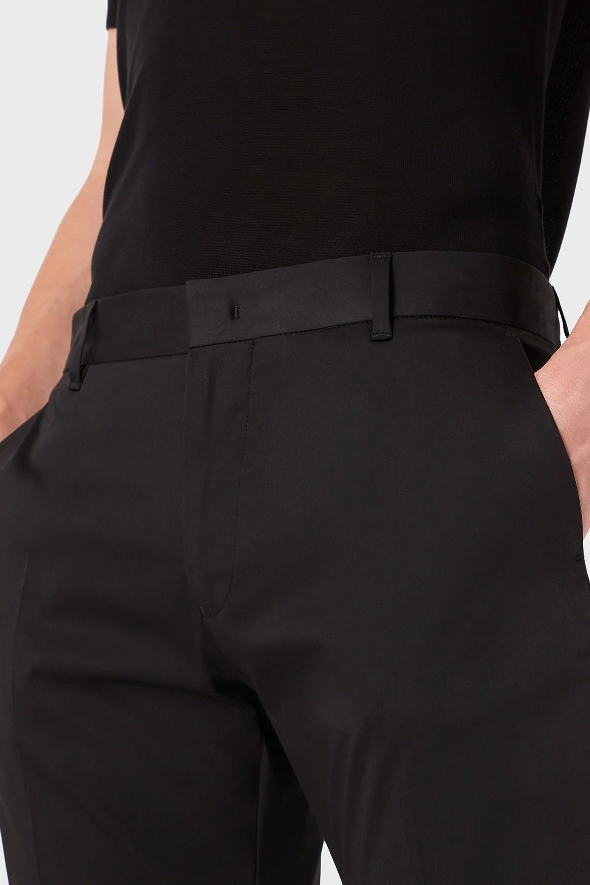 Emporio Armani Streç Pamuklu Regular Fit Yüksek Bel Düz Paça Kumaş Erkek Pantolon 8N1P15 1NJ7Z 0999 SİYAH - 10