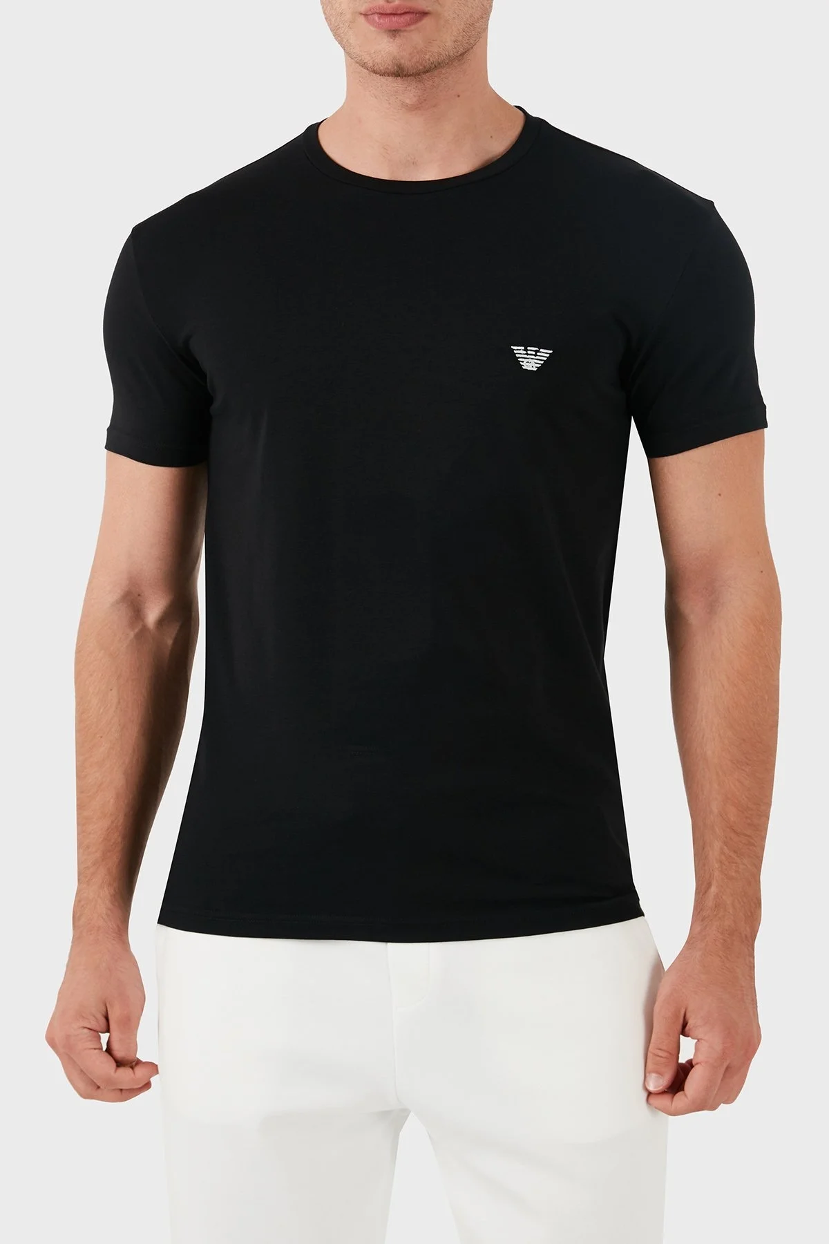 Emporio Armani Streç Pamuklu Slim Fit Bisiklet Yaka Erkek T Shirt 111971 4R522 00020 SİYAH - 7