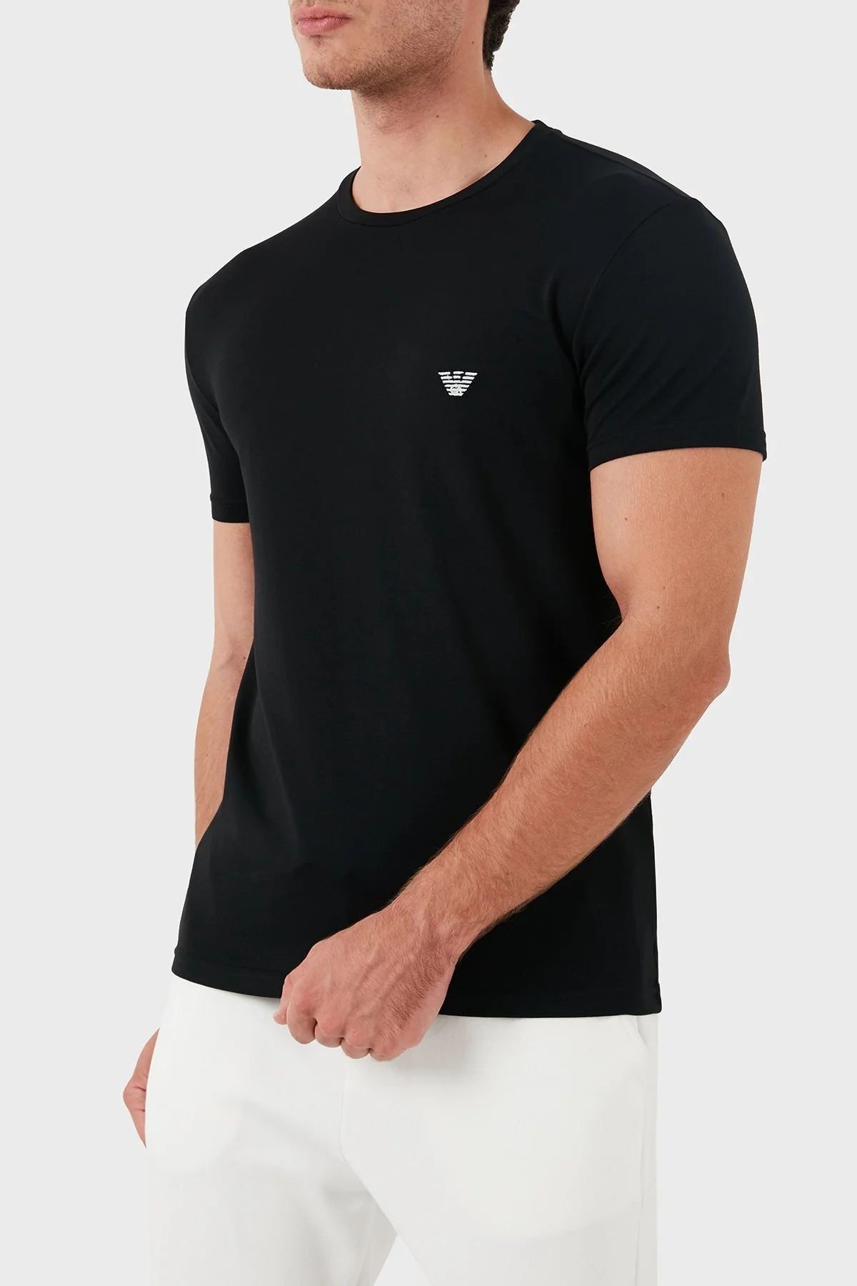 Emporio Armani Streç Pamuklu Slim Fit Bisiklet Yaka Erkek T Shirt 111971 4R522 00020 SİYAH - 8