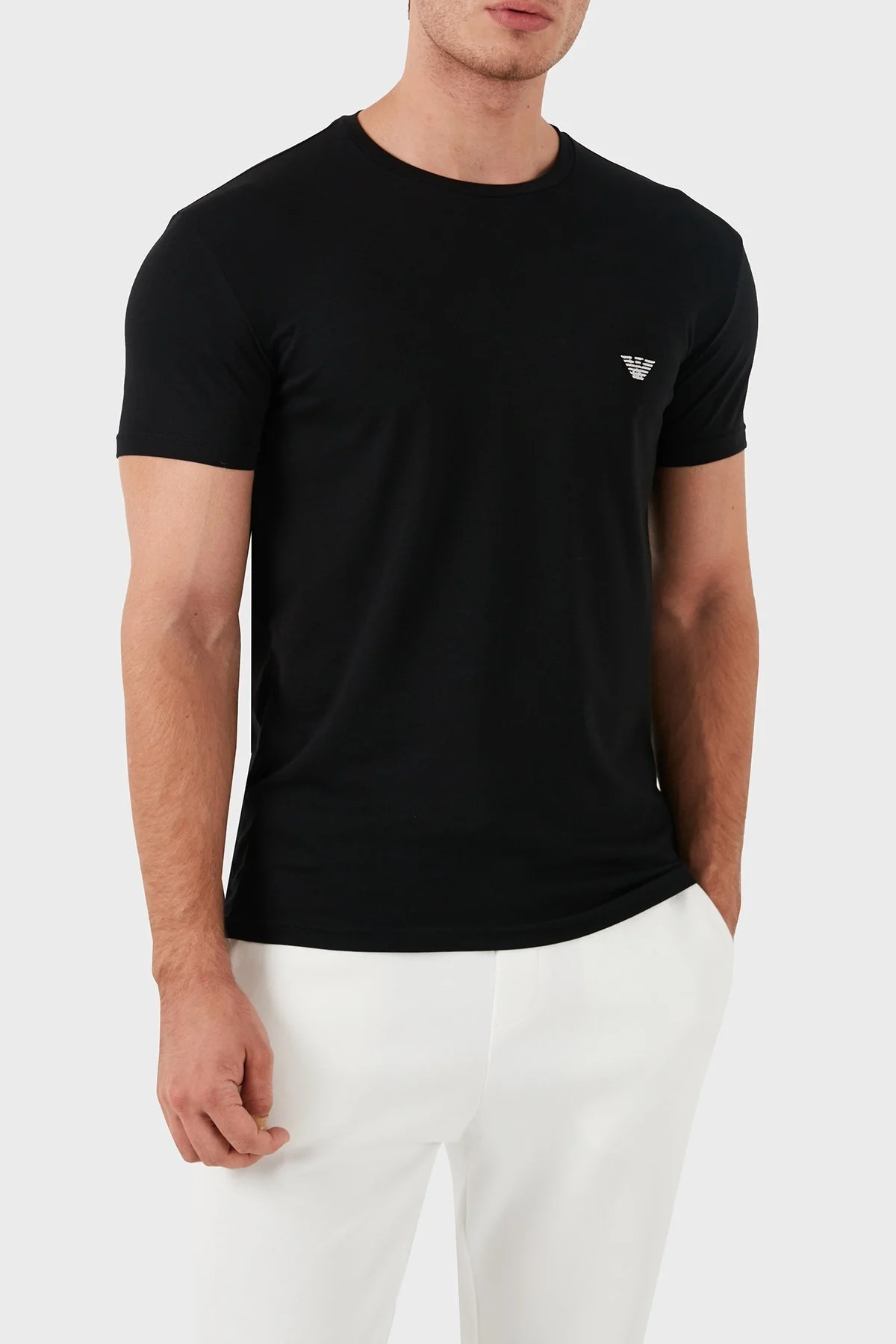Emporio Armani Streç Pamuklu Slim Fit Bisiklet Yaka Erkek T Shirt 111971 4R522 00020 SİYAH - 10