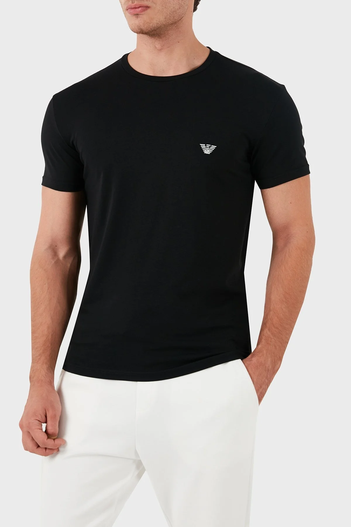 Emporio Armani Streç Pamuklu Slim Fit Bisiklet Yaka Erkek T Shirt 111971 4R522 00020 SİYAH - 11
