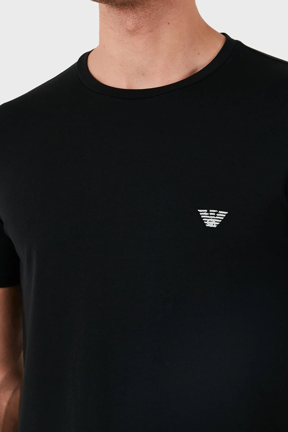 Emporio Armani Streç Pamuklu Slim Fit Bisiklet Yaka Erkek T Shirt 111971 4R522 00020 SİYAH - 12