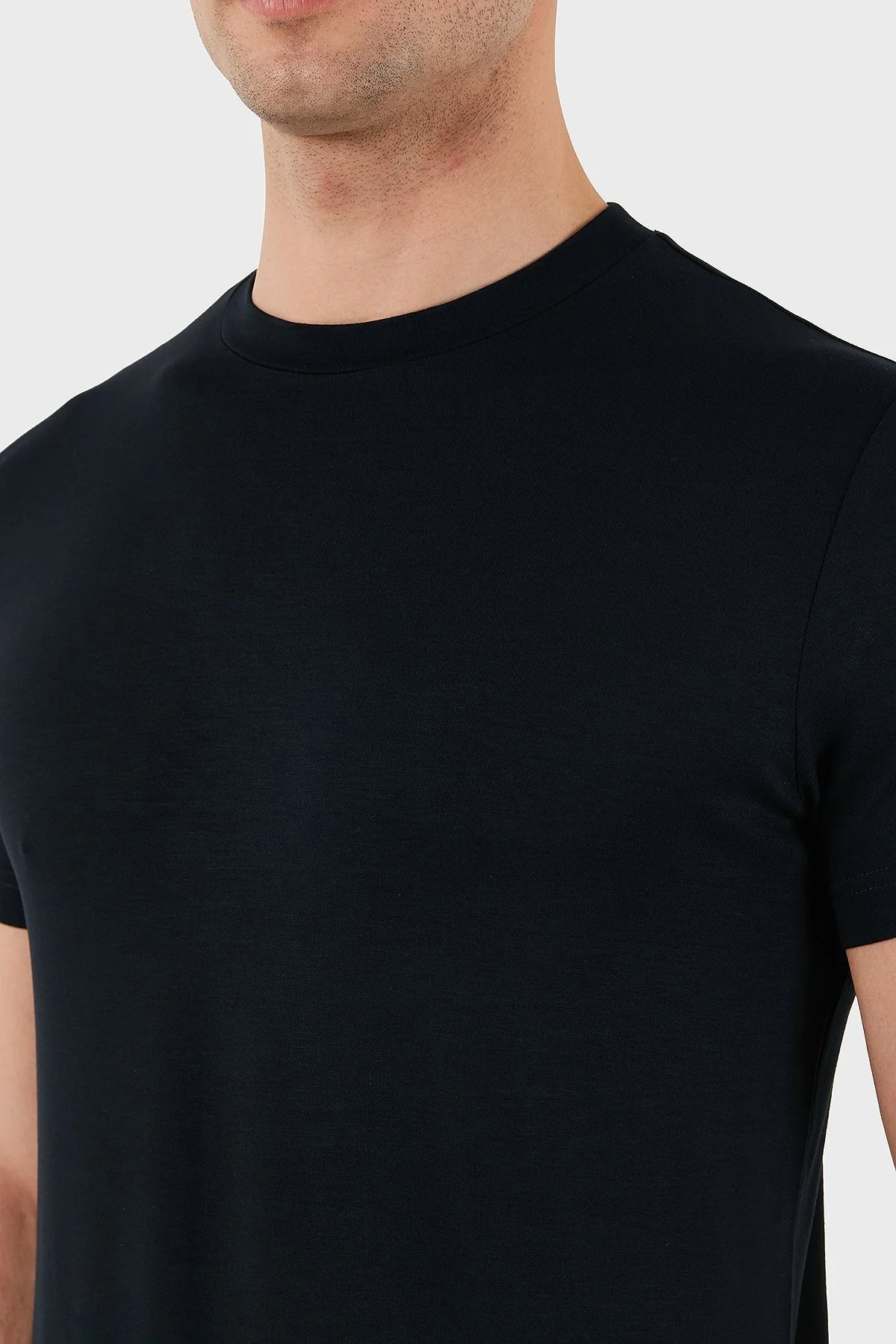 Emporio Armani Streç Pamuklu Slim Fit Bisiklet Yaka Erkek T Shirt 8N1TF0 1JCDZ 0920 LACİVERT - 11