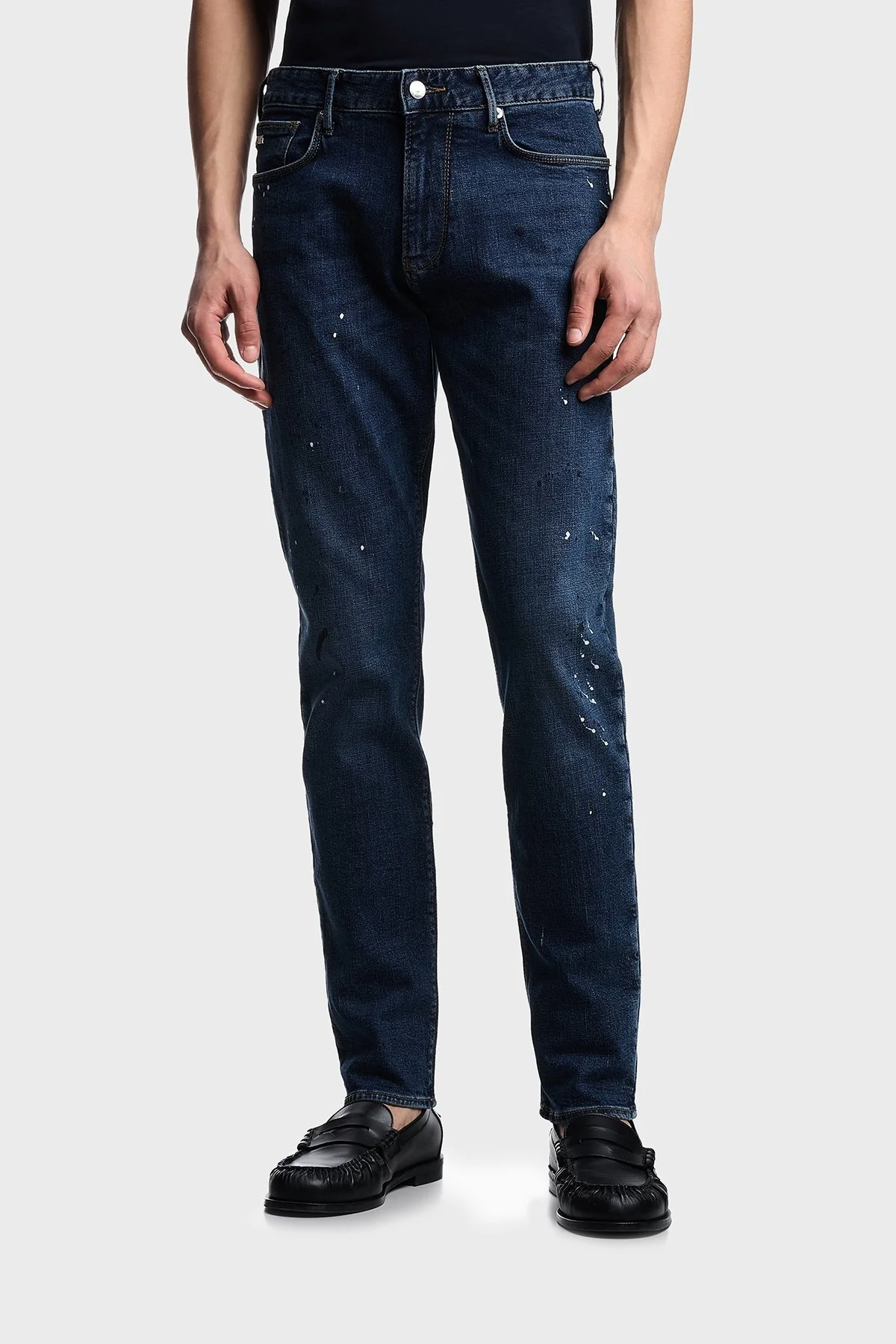 Emporio Armani Streç Pamuklu Slim Fit Düşük Bel Dar Paça Jeans Erkek Kot Pantolon EM000121 AF13252 FB041 LACİVERT - 1
