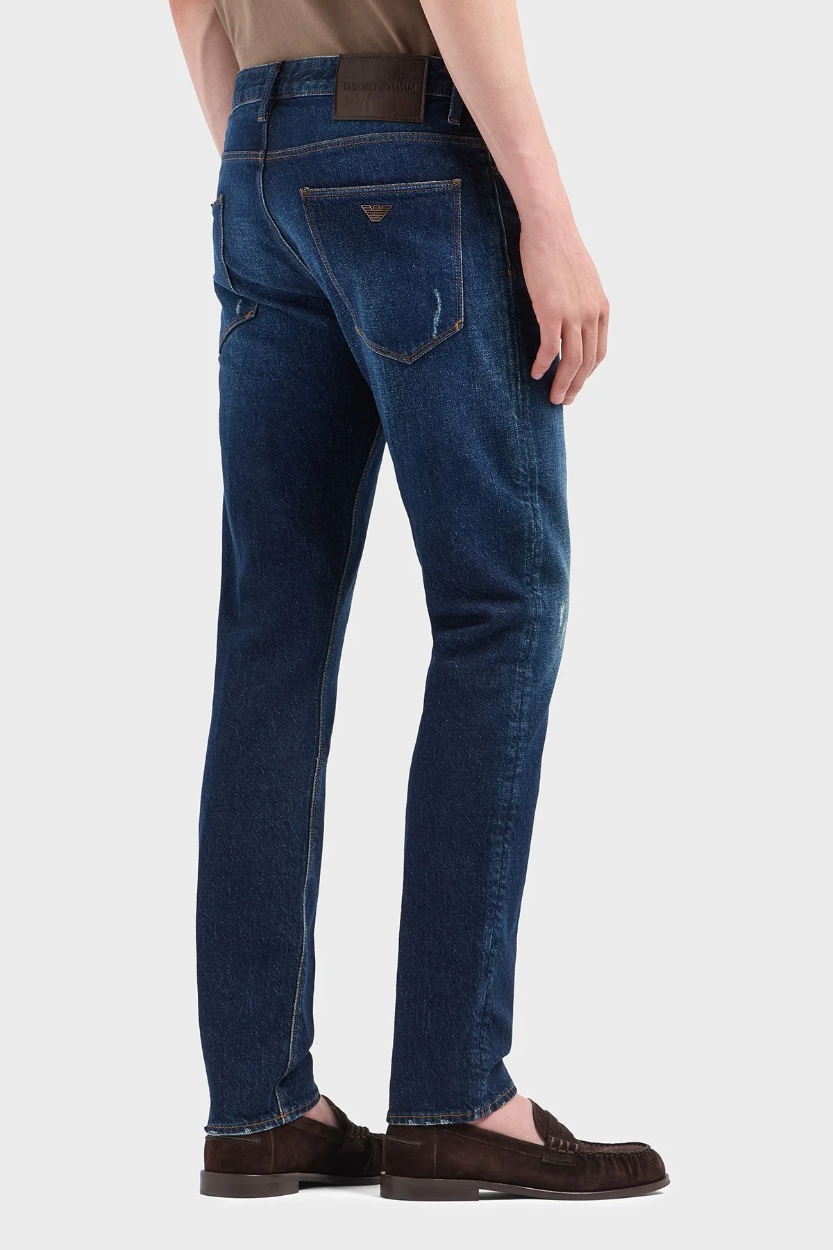 Emporio Armani Streç Pamuklu Slim Fit Düşük Bel Dar Paça Jeans Erkek Kot Pantolon EM000121 AF13281 MB001 LACİVERT - 3