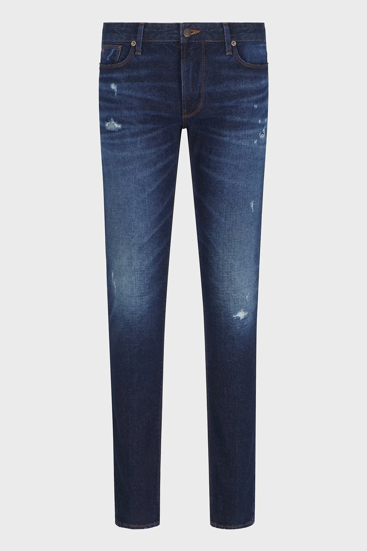 Emporio Armani Streç Pamuklu Slim Fit Düşük Bel Dar Paça Jeans Erkek Kot Pantolon EM000121 AF13281 MB001 LACİVERT - 6