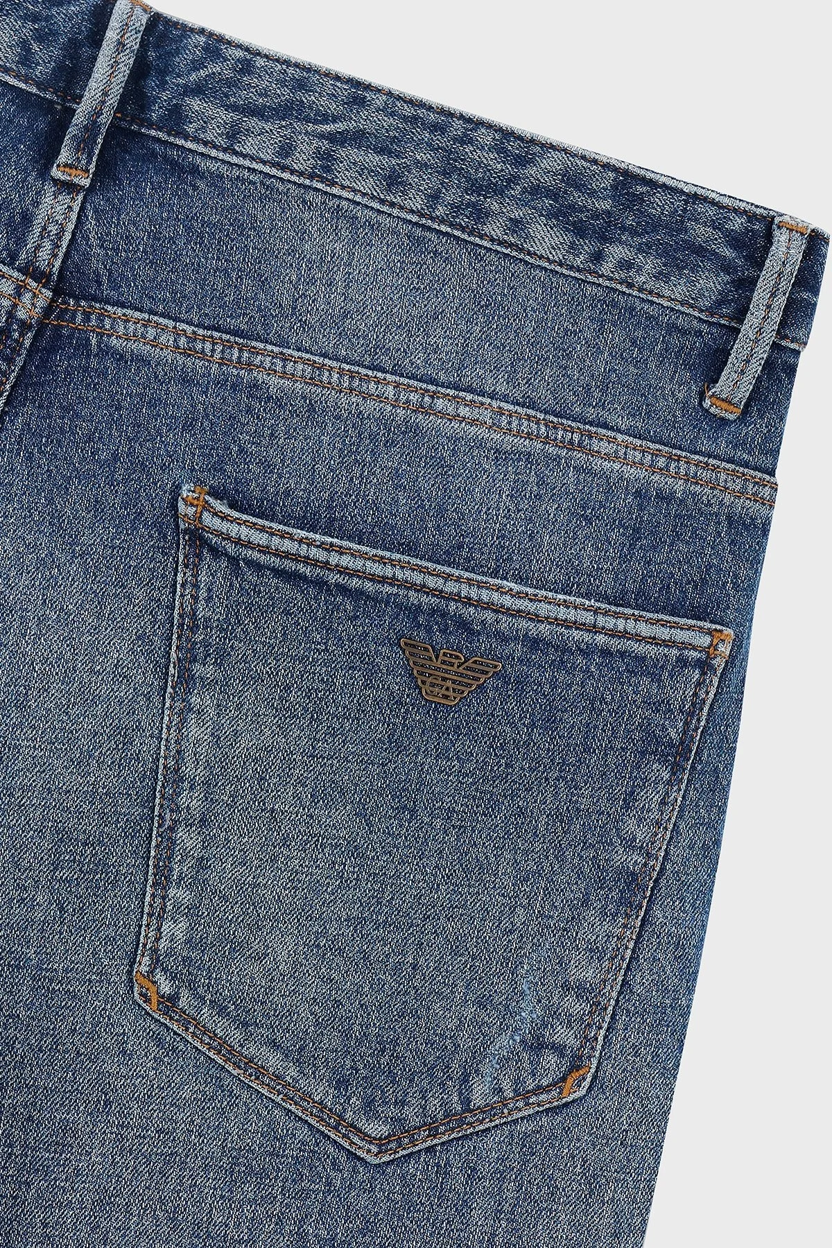 Emporio Armani Streç Pamuklu Slim Fit Düşük Bel Dar Paça Jeans Erkek Kot Pantolon EM000121 AF13281 MB002 LACİVERT - 11