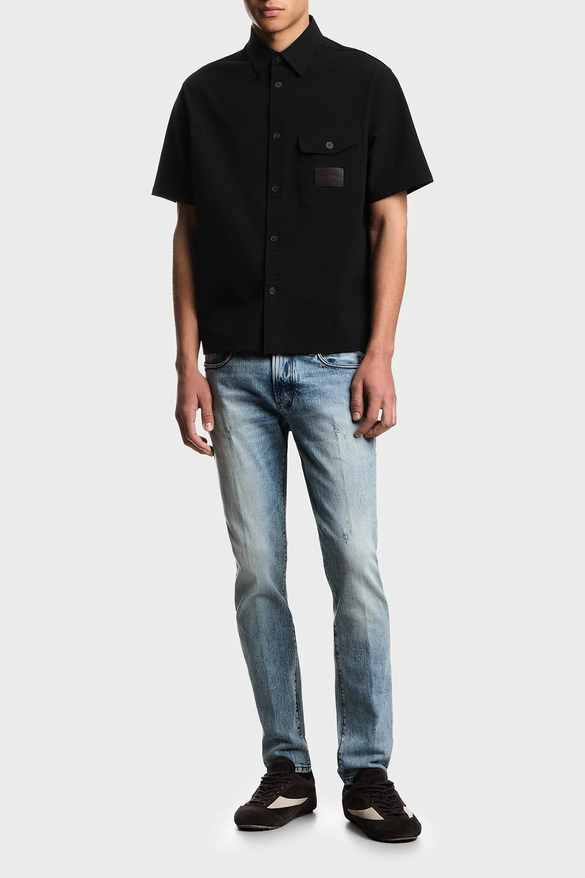 Emporio Armani Streç Pamuklu Slim Fit Düşük Bel Dar Paça Jeans Erkek Kot Pantolon EM000121 AF17485 MB002 LACİVERT - 8