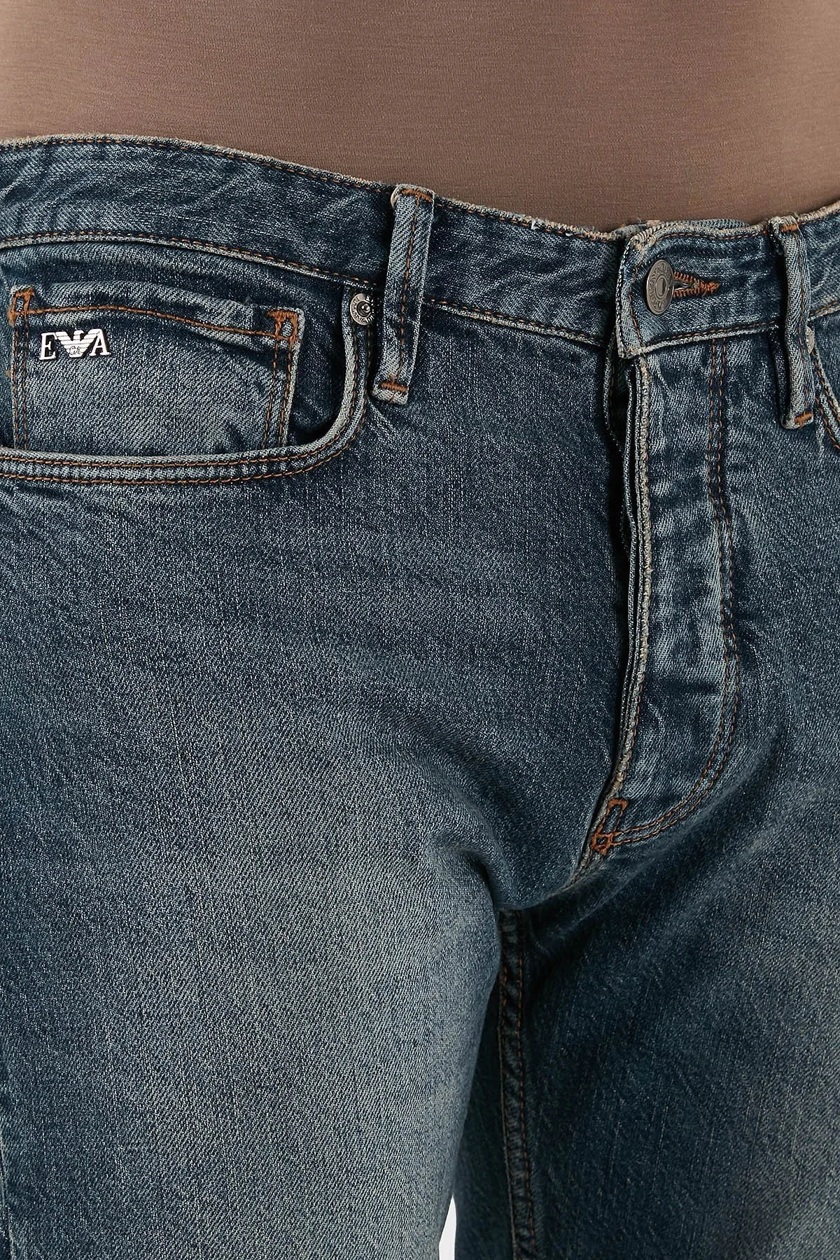Emporio Armani Streç Pamuklu Slim Fit Düşük Bel Dar Paça Jeans Erkek Kot Pantolon EM000668 AF14297 MB002 LACİVERT - 5