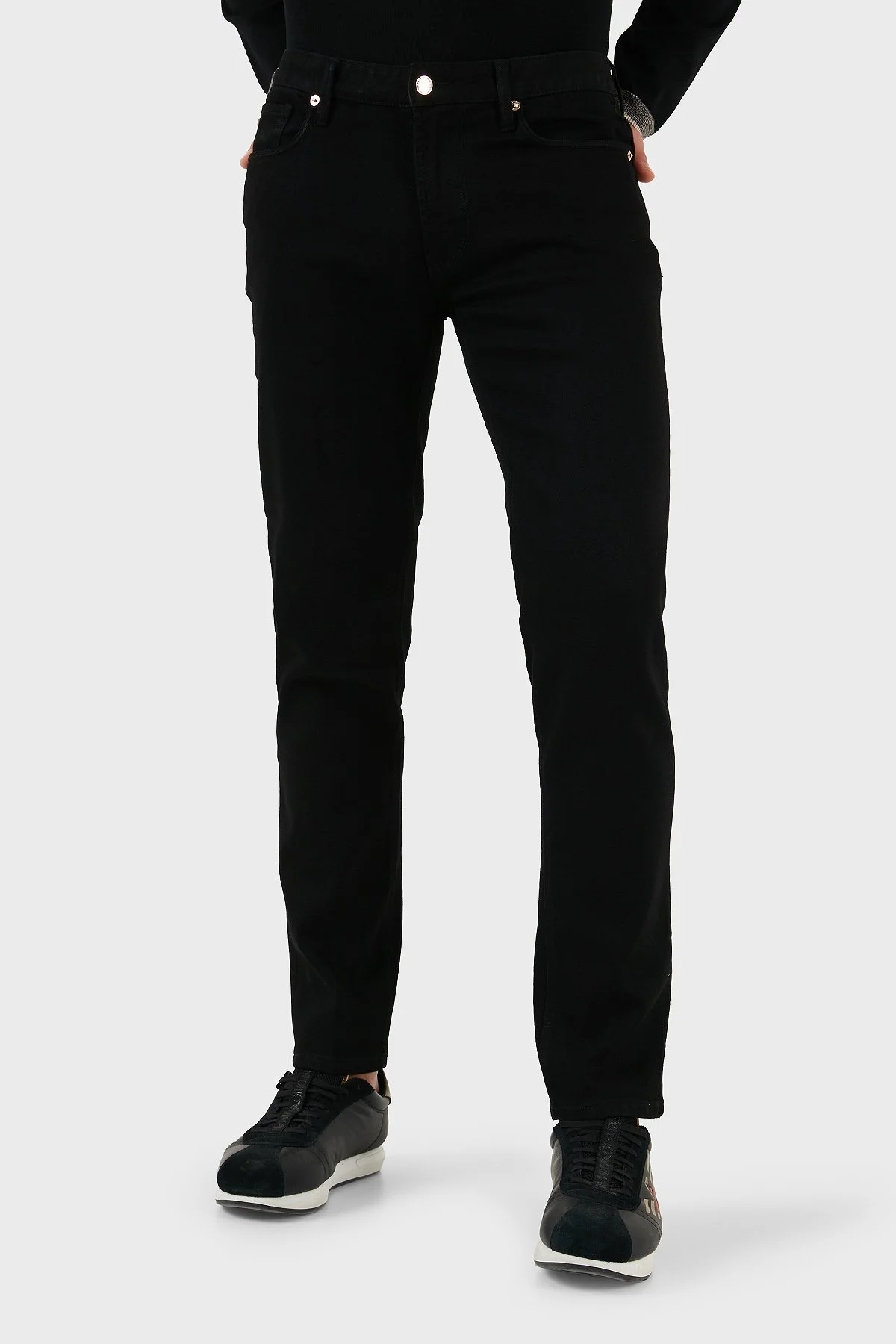 Emporio Armani Streç Pamuklu Slim Fit Düşük Bel Dar Paça Pantolon Erkek Kot Pantolon EM000121 AF19825 MC002 SİYAH - 3