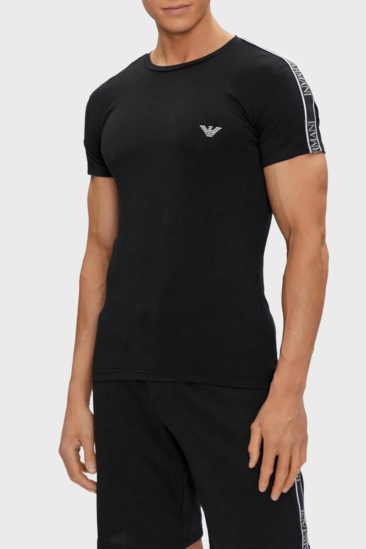 Emporio Armani Streç Pamuklu Slim Fit Erkek T Shirt 111035 4R523 00020 SİYAH - 1