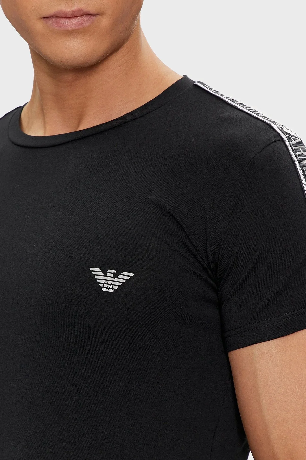 Emporio Armani Streç Pamuklu Slim Fit Erkek T Shirt 111035 4R523 00020 SİYAH - 4