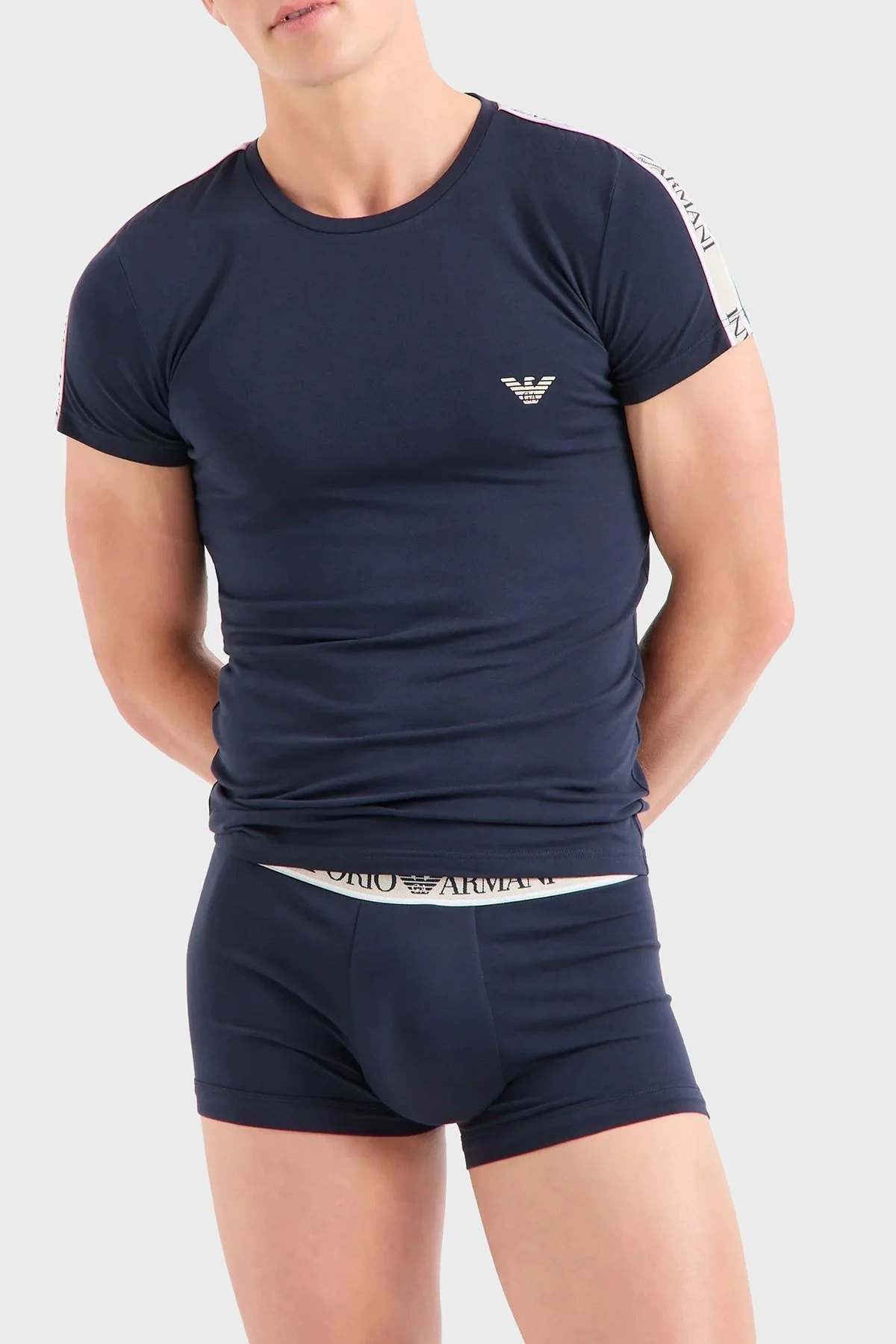 Emporio Armani Streç Pamuklu Slim Fit Erkek T Shirt 111035 4R523 00135 LACİVERT - 1