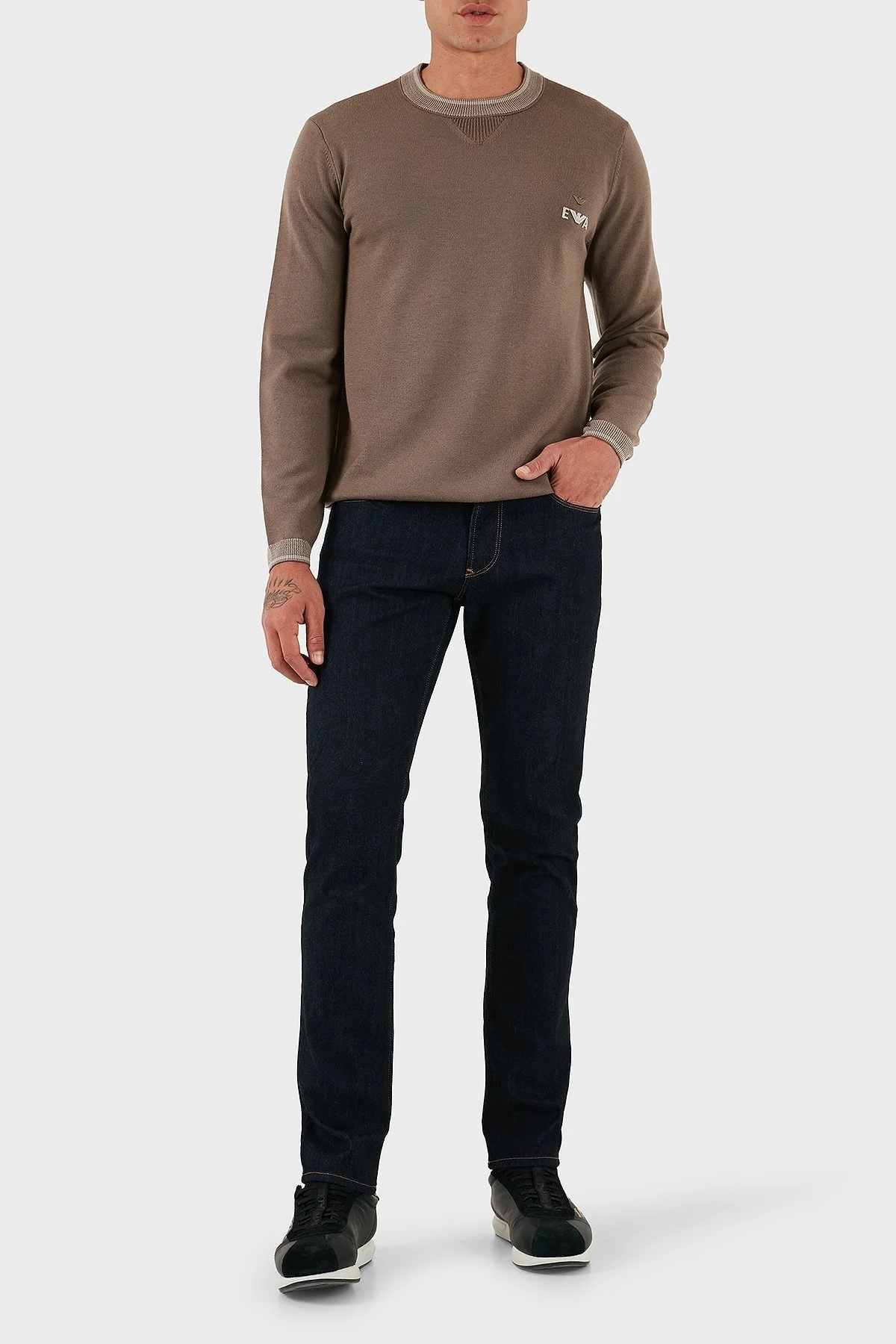 Emporio Armani Streç Pamuklu Slim Fit Normal Bel Dar Paça Jeans Erkek Kot Pantolon EM000121 AF14116 MB001 LACİVERT - 1