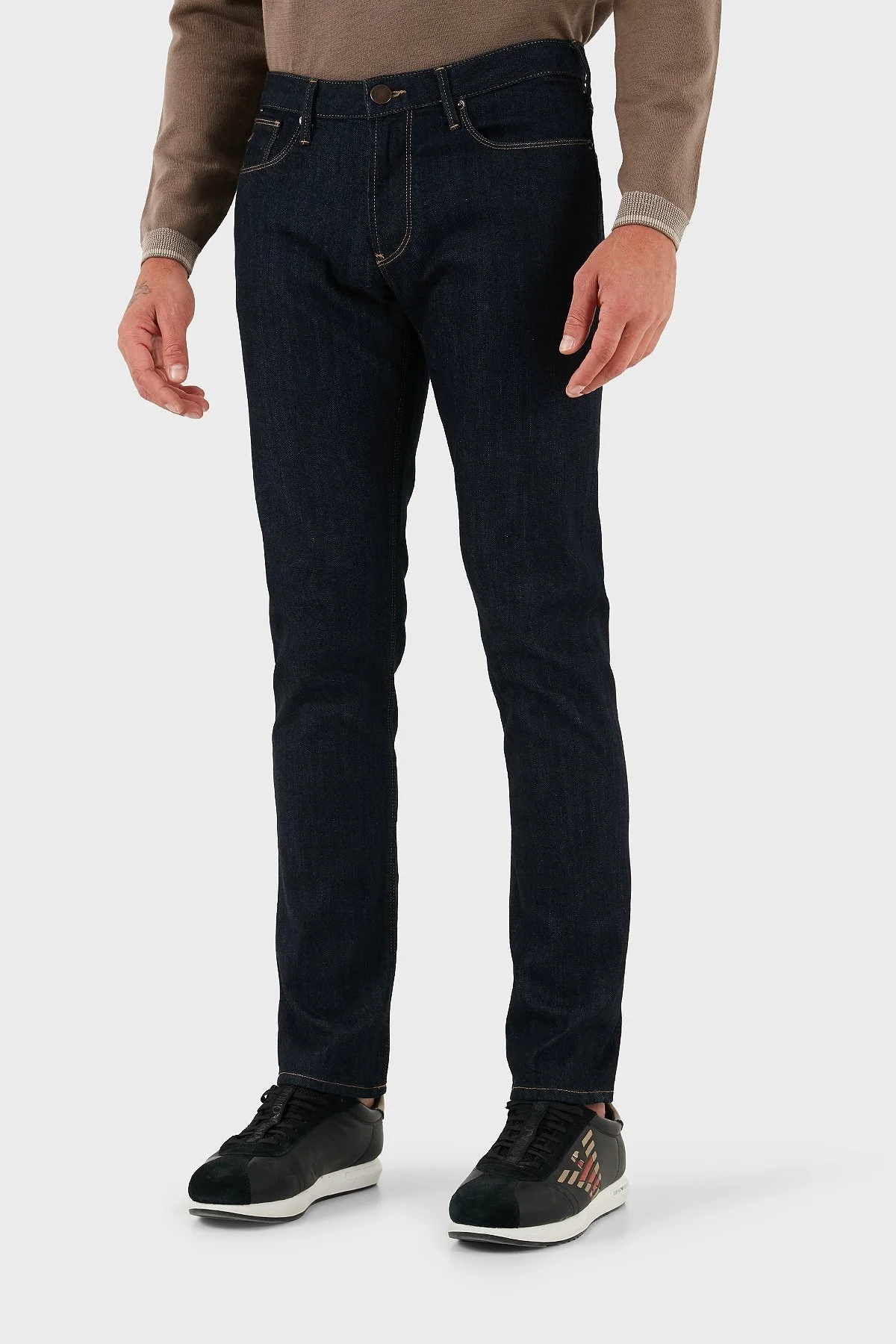 Emporio Armani Streç Pamuklu Slim Fit Normal Bel Dar Paça Jeans Erkek Kot Pantolon EM000121 AF14116 MB001 LACİVERT - 3