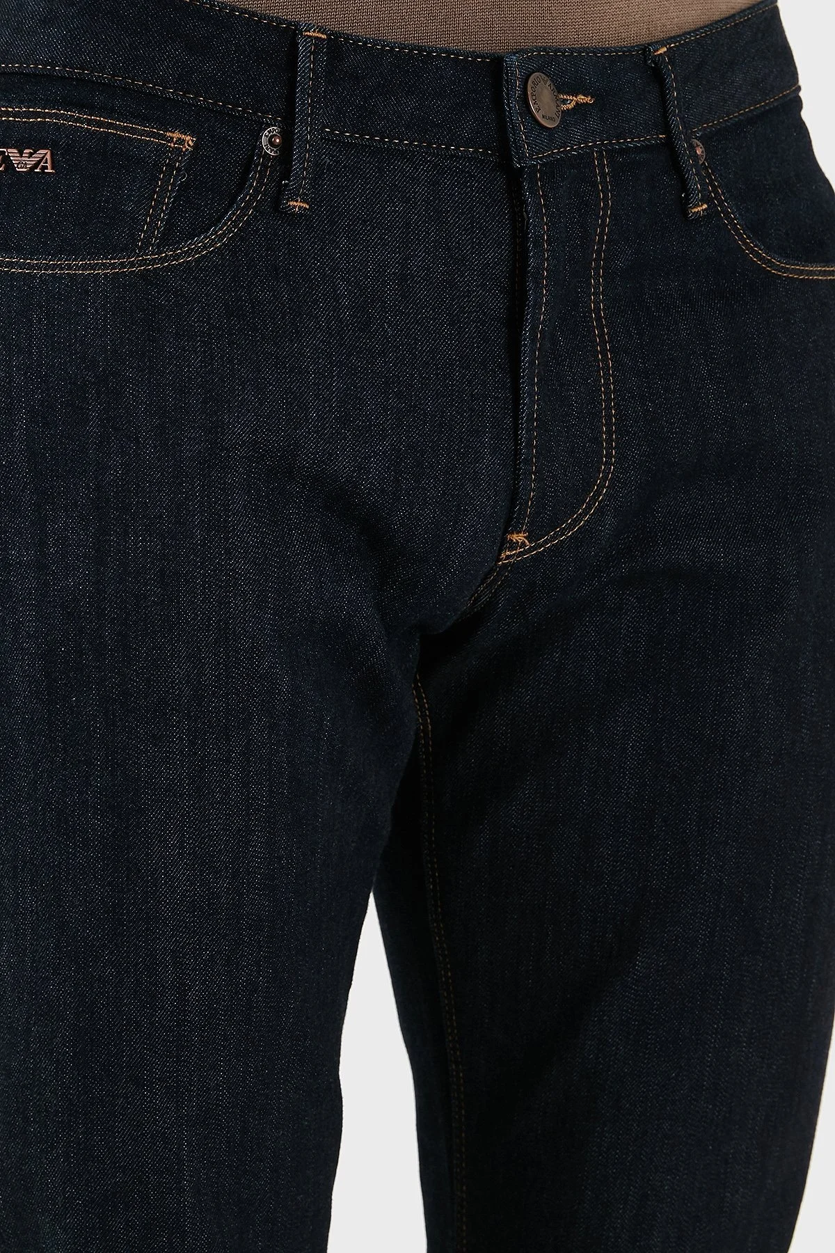 Emporio Armani Streç Pamuklu Slim Fit Normal Bel Dar Paça Jeans Erkek Kot Pantolon EM000121 AF14116 MB001 LACİVERT - 6