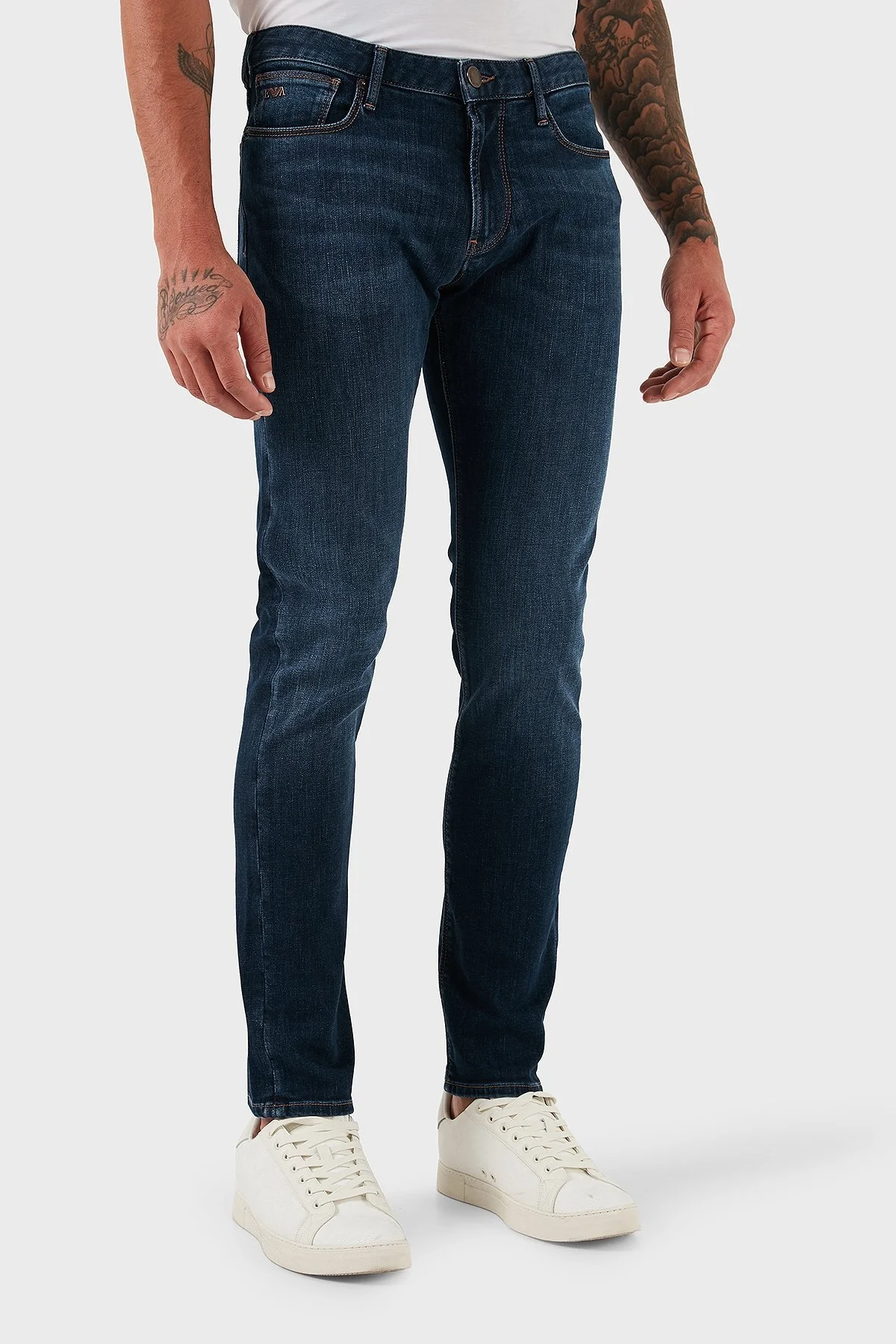Emporio Armani Streç Pamuklu Slim Fit Normal Bel Dar Paça Jeans Erkek Kot Pantolon EM000121 AF14120 MB002 LACİVERT - 2