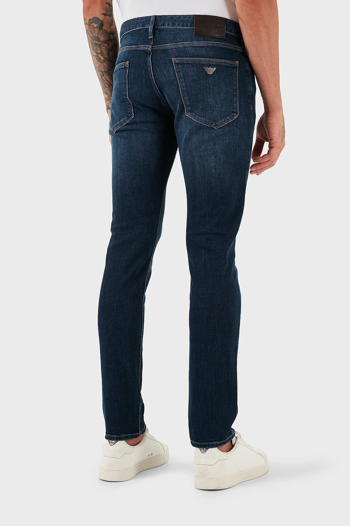 Emporio Armani Streç Pamuklu Slim Fit Normal Bel Dar Paça Jeans Erkek Kot Pantolon EM000121 AF14120 MB002 LACİVERT - 4