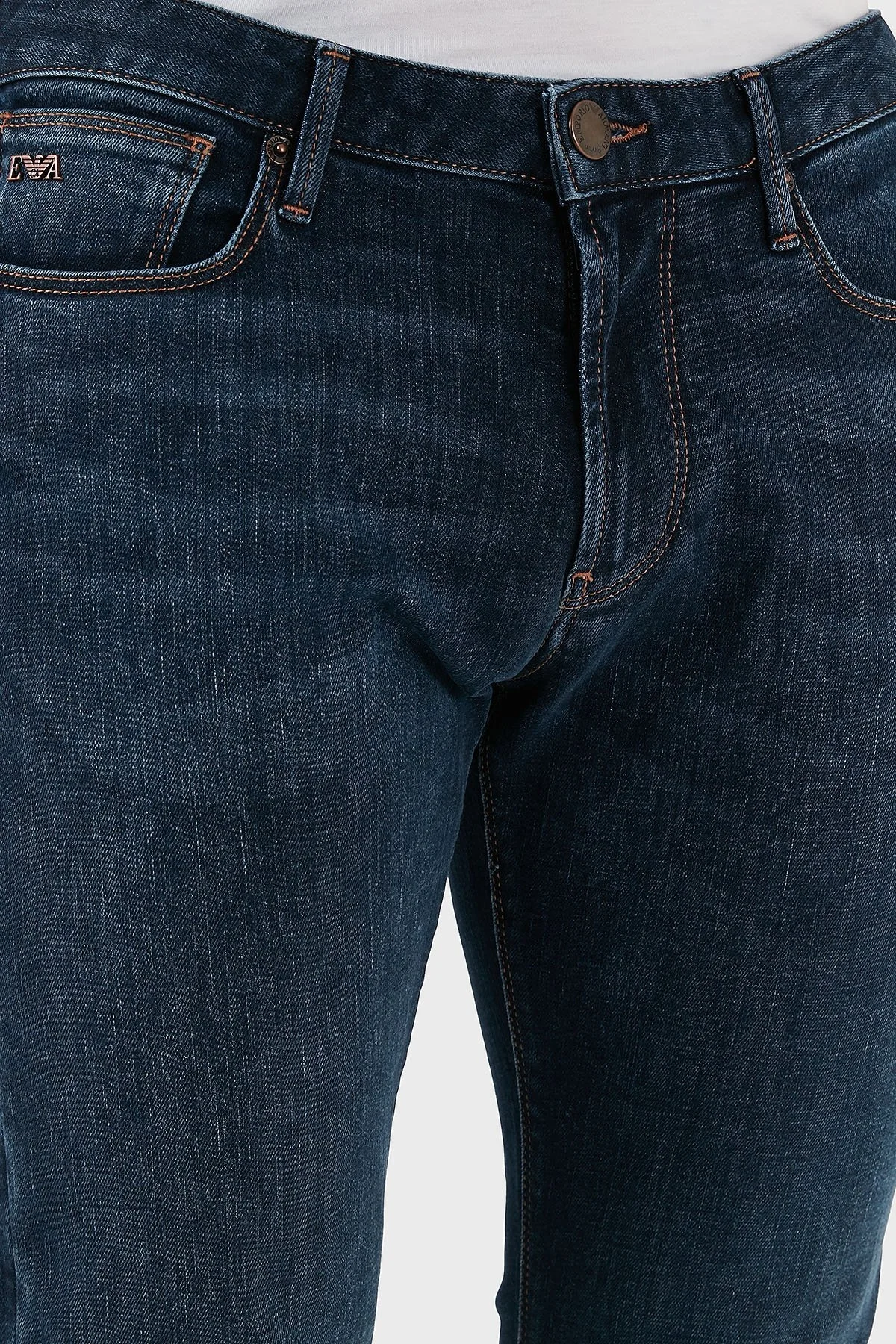 Emporio Armani Streç Pamuklu Slim Fit Normal Bel Dar Paça Jeans Erkek Kot Pantolon EM000121 AF14120 MB002 LACİVERT - 5