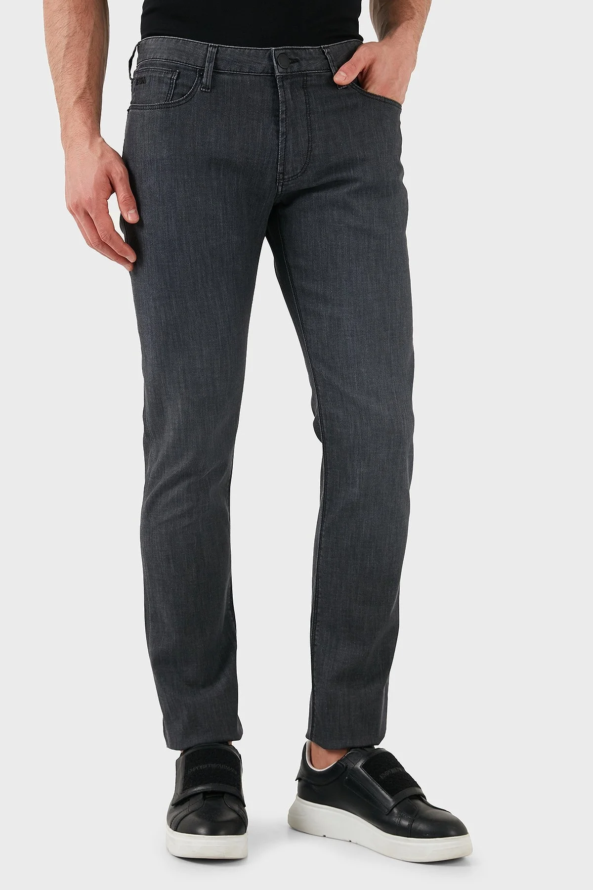 Emporio Armani Streç Pamuklu Slim Fit Normal Bel Düz Paça Jeans Erkek Kot Pantolon EM000121 AF14118 M8001 GRİ - 6