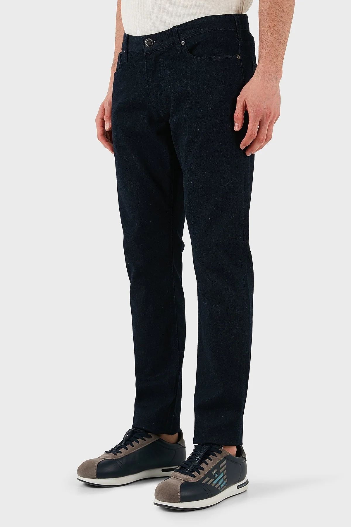 Emporio Armani Streç Pamuklu Slim Fit Normal Bel Düz Paça Jeans Erkek Kot Pantolon EM000121 AF14121 MB001 LACİVERT - 9