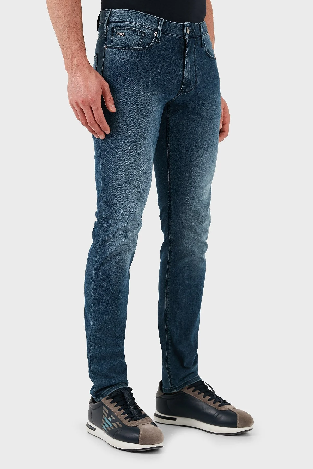 Emporio Armani Streç Pamuklu Slim Fit Normal Bel Düz Paça Jeans Erkek Kot Pantolon EM000121 AF14121 MB002 LACİVERT - 8