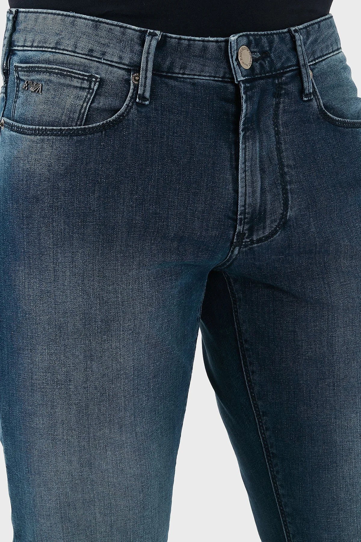 Emporio Armani Streç Pamuklu Slim Fit Normal Bel Düz Paça Jeans Erkek Kot Pantolon EM000121 AF14121 MB002 LACİVERT - 9