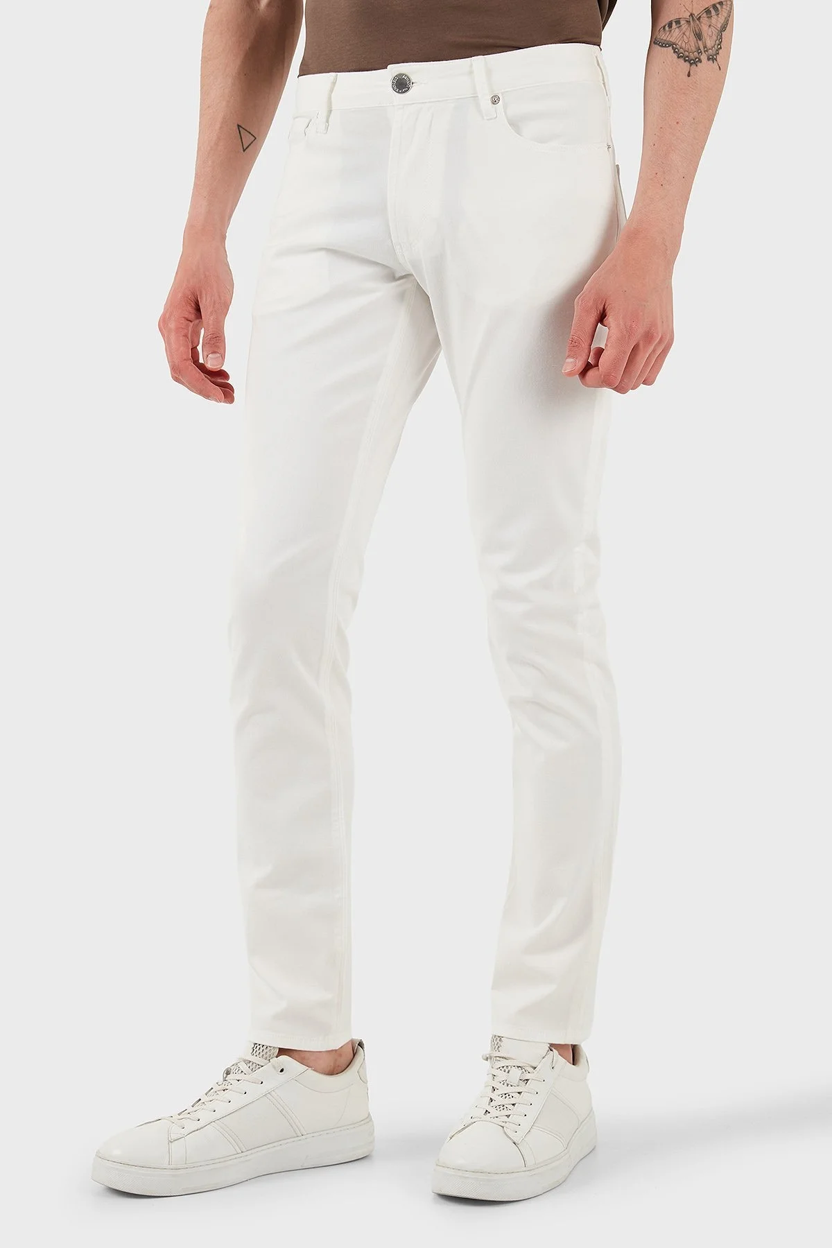 Emporio Armani Streç Pamuklu Slim Fit Normal Bel Düz Paça Jeans Erkek Kot Pantolon EM000121 AF14123 U0003 BEYAZ - 10