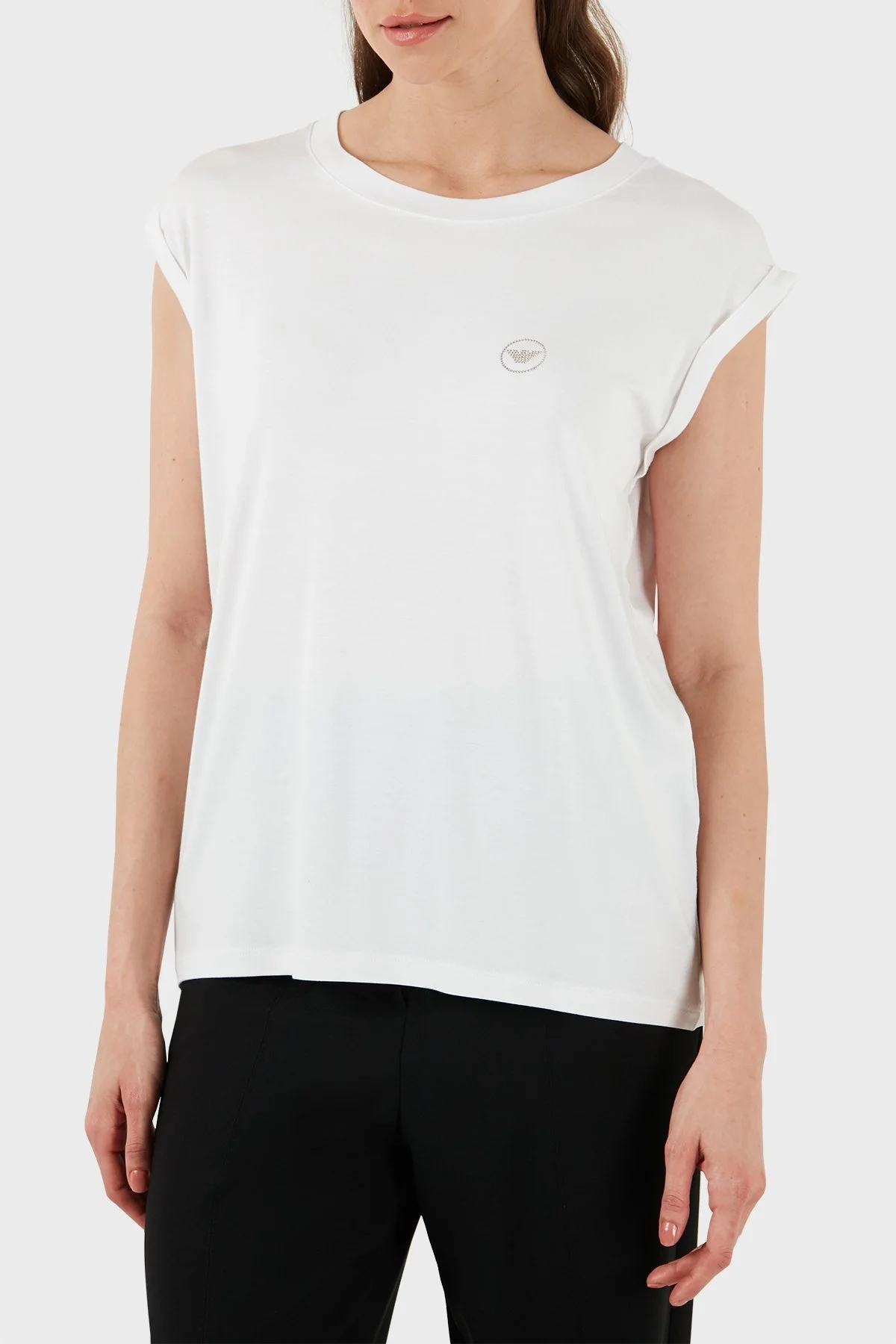 Emporio Armani Streç Regular Fit Bisiklet Yaka Bayan Atlet 164844 4R224 00010 BEYAZ - 1