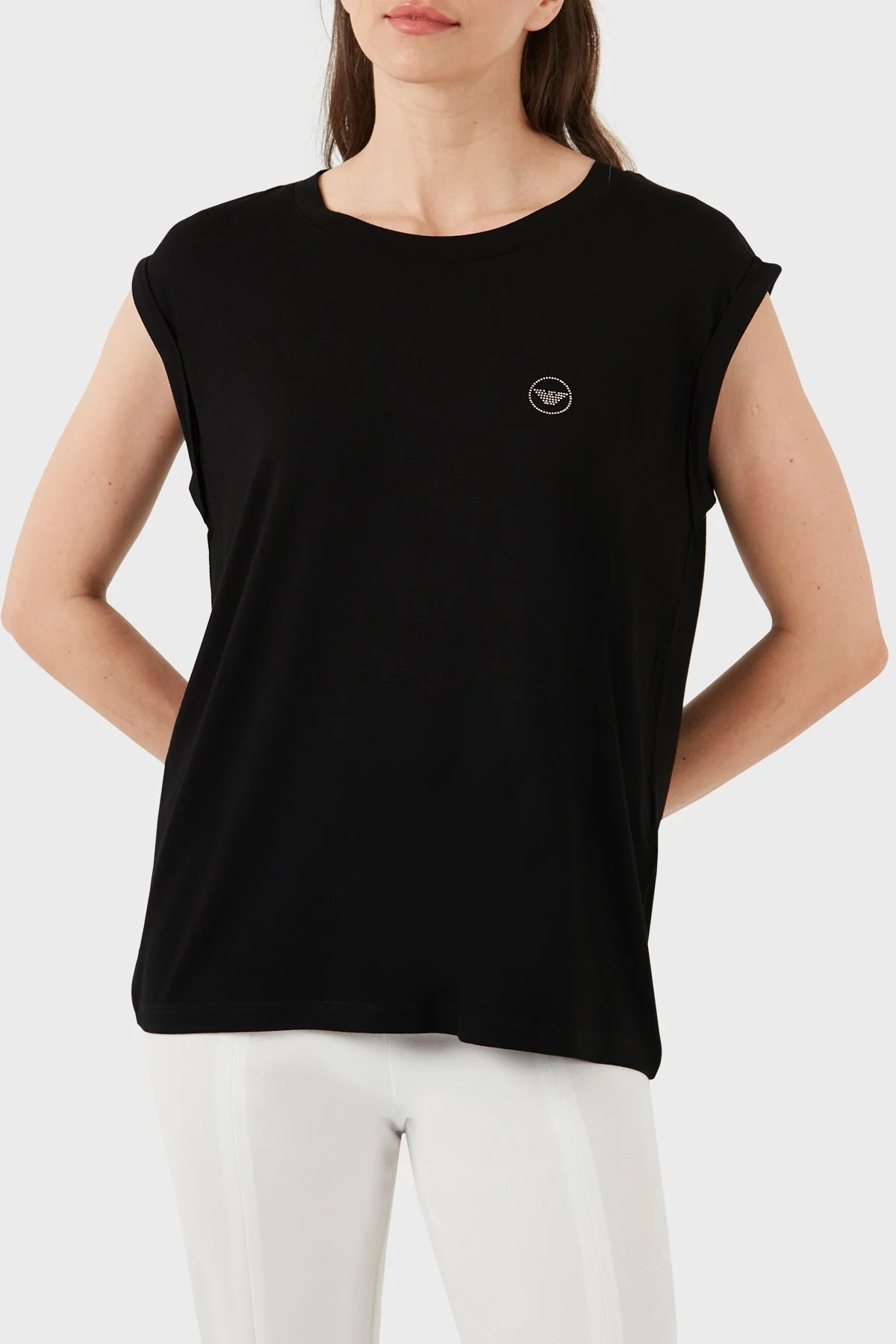 Emporio Armani Streç Regular Fit Bisiklet Yaka Bayan Atlet 164844 4R224 00020 SİYAH - 8