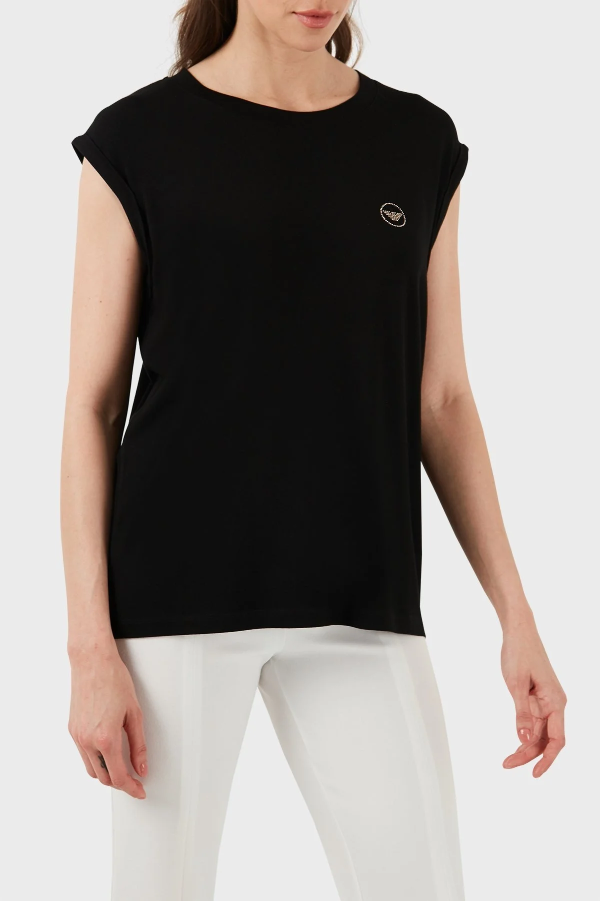 Emporio Armani Streç Regular Fit Bisiklet Yaka Bayan Atlet 164844 4R224 00020 SİYAH - 11